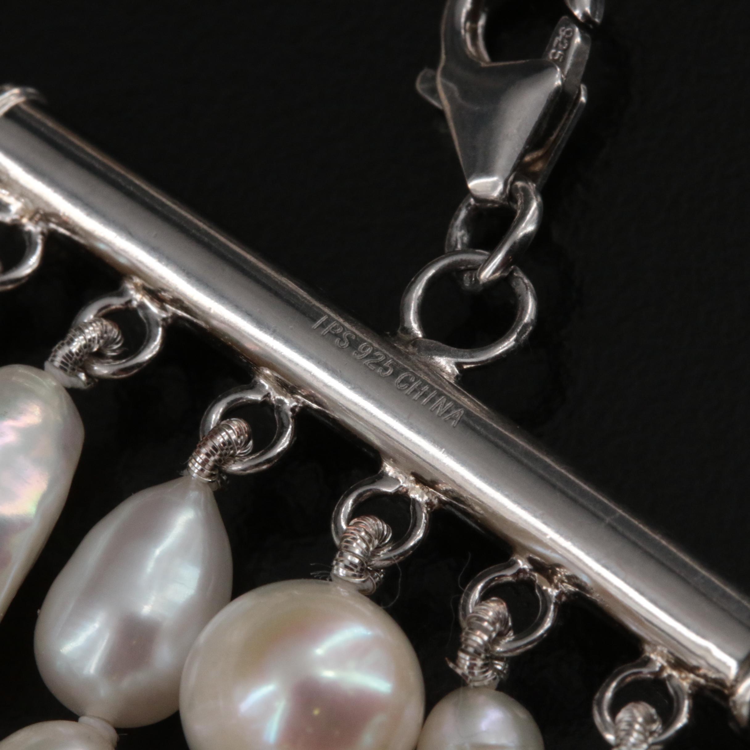 Pearls Multi-Strand Necklace with Sterling Clasp