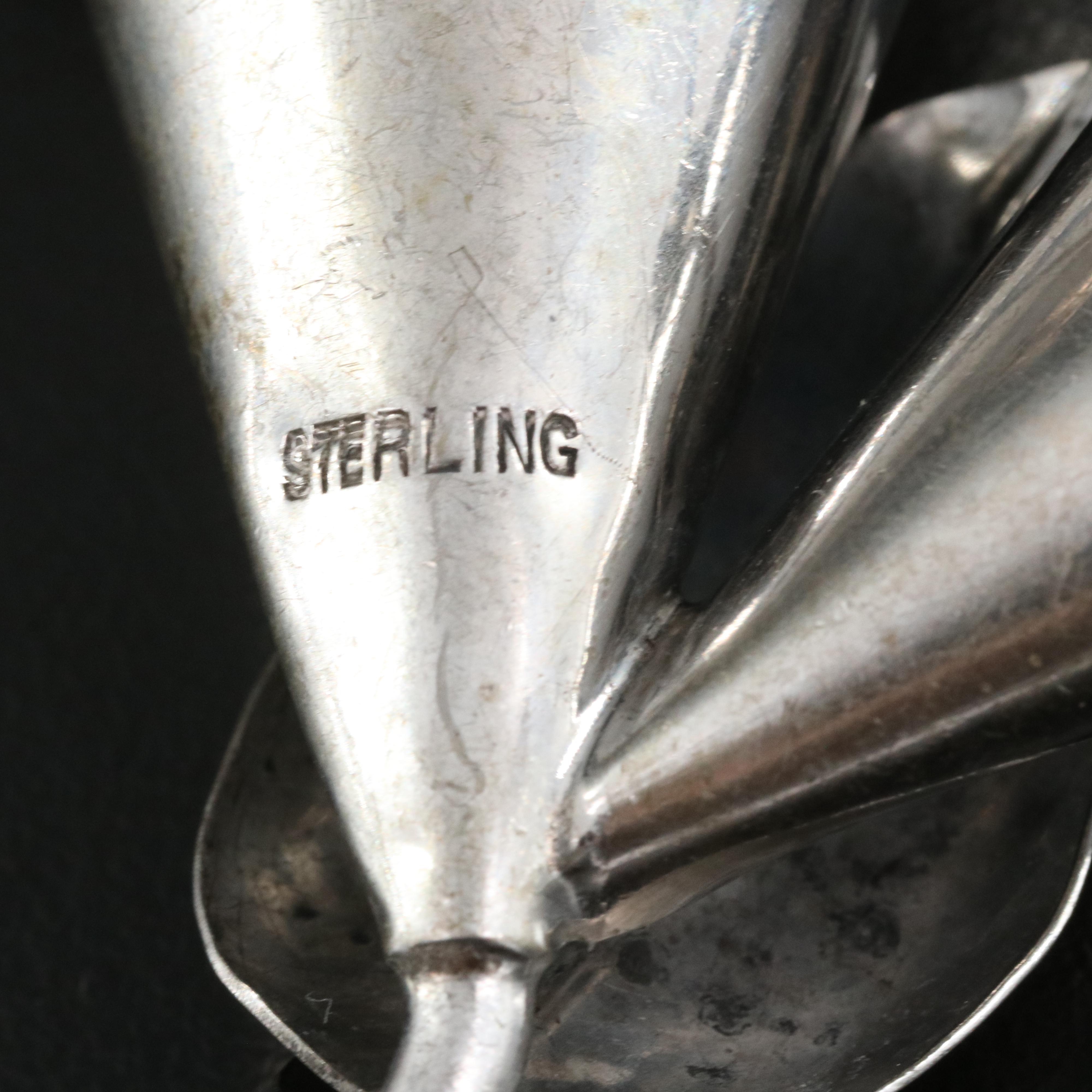 Sterling Glass Floral Brooch