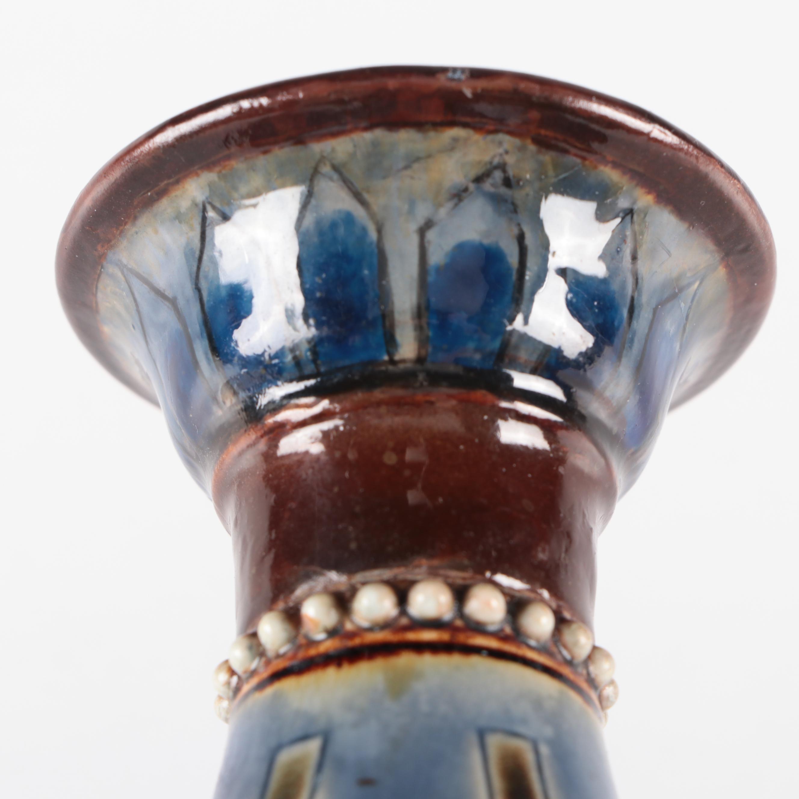 Eliza Simmance Doulton Lambeth English Aesthetic Movement Stoneware Vases