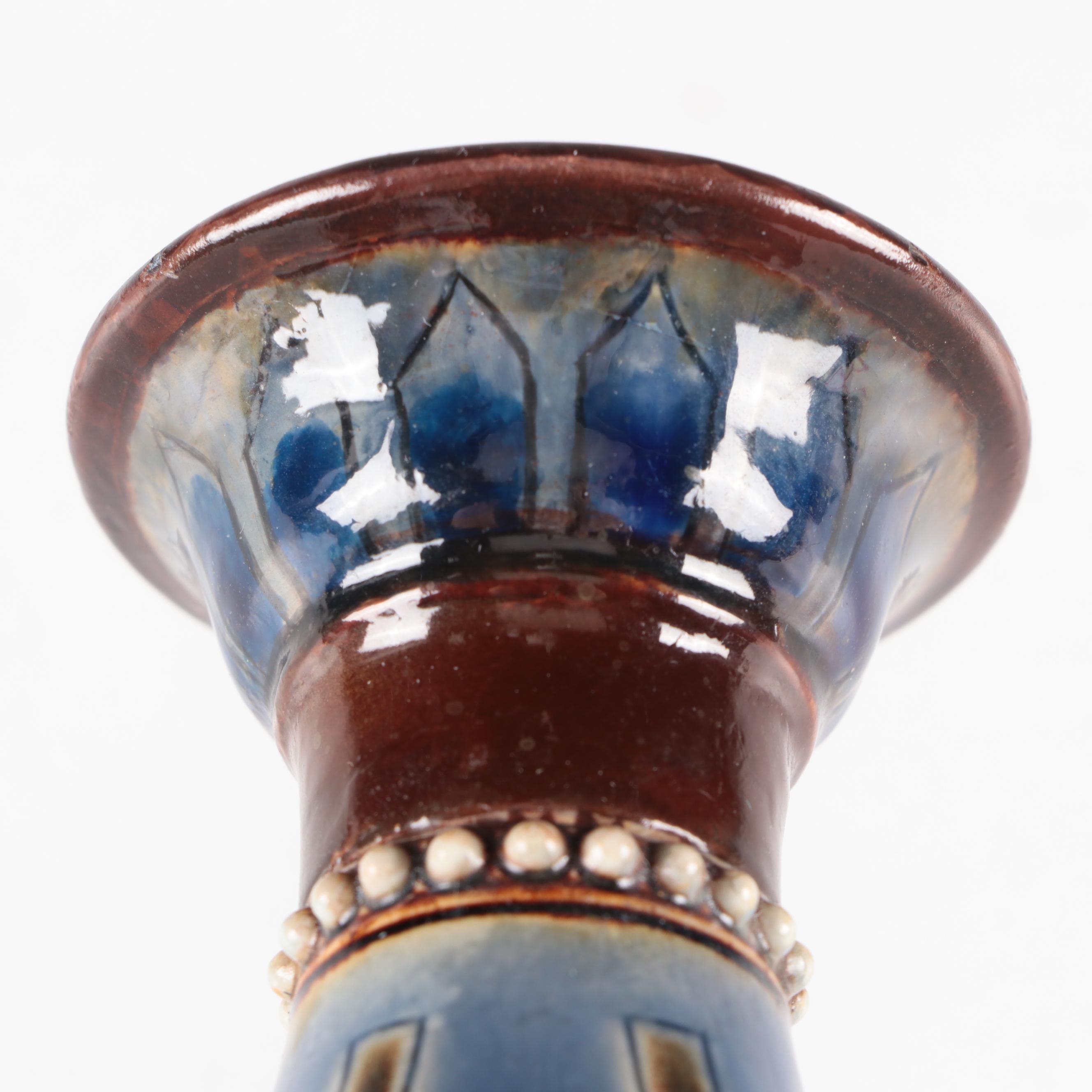 Eliza Simmance Doulton Lambeth English Aesthetic Movement Stoneware Vases