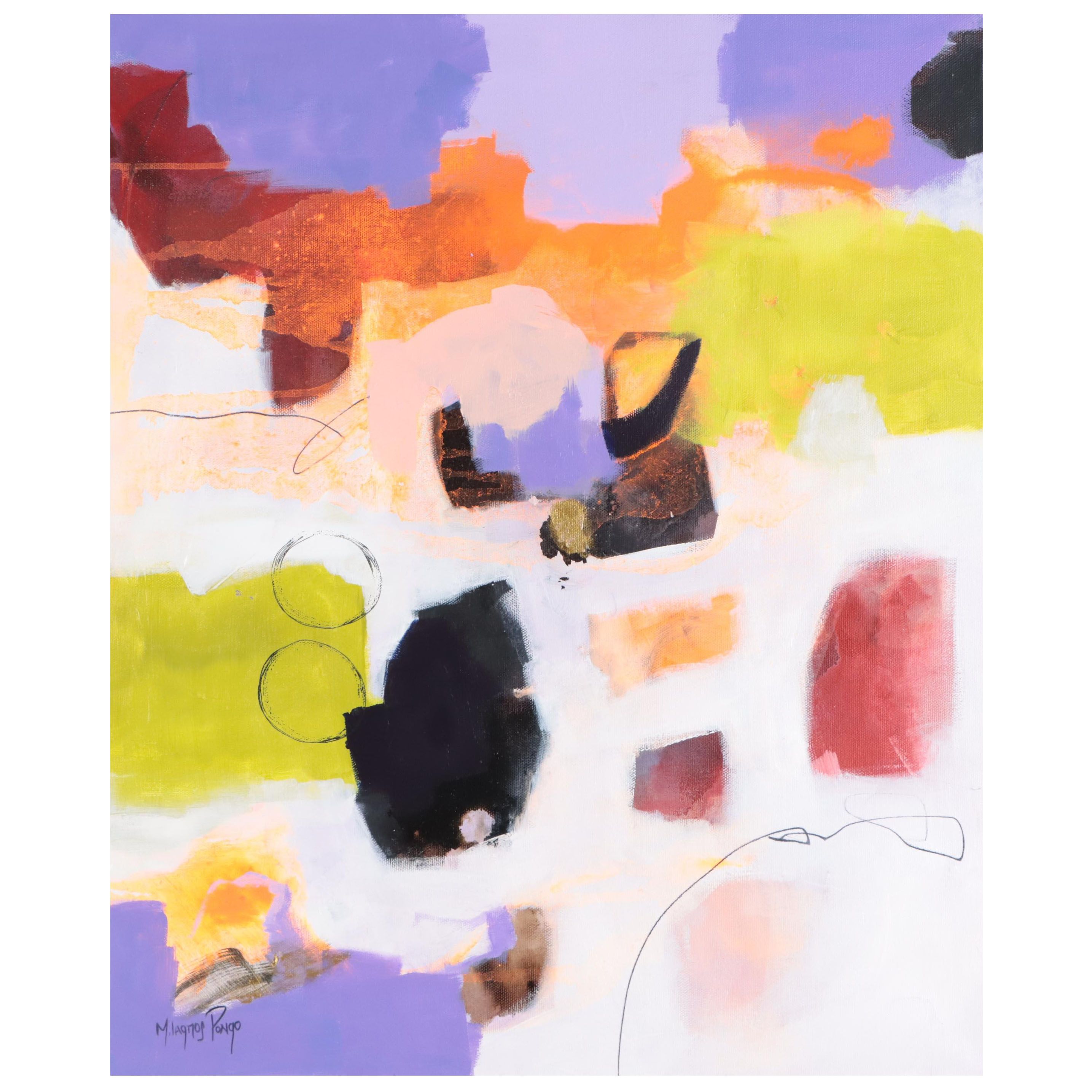 Milagros Pongo Abstract Mixed Media Painting "Seasons," 21st Century