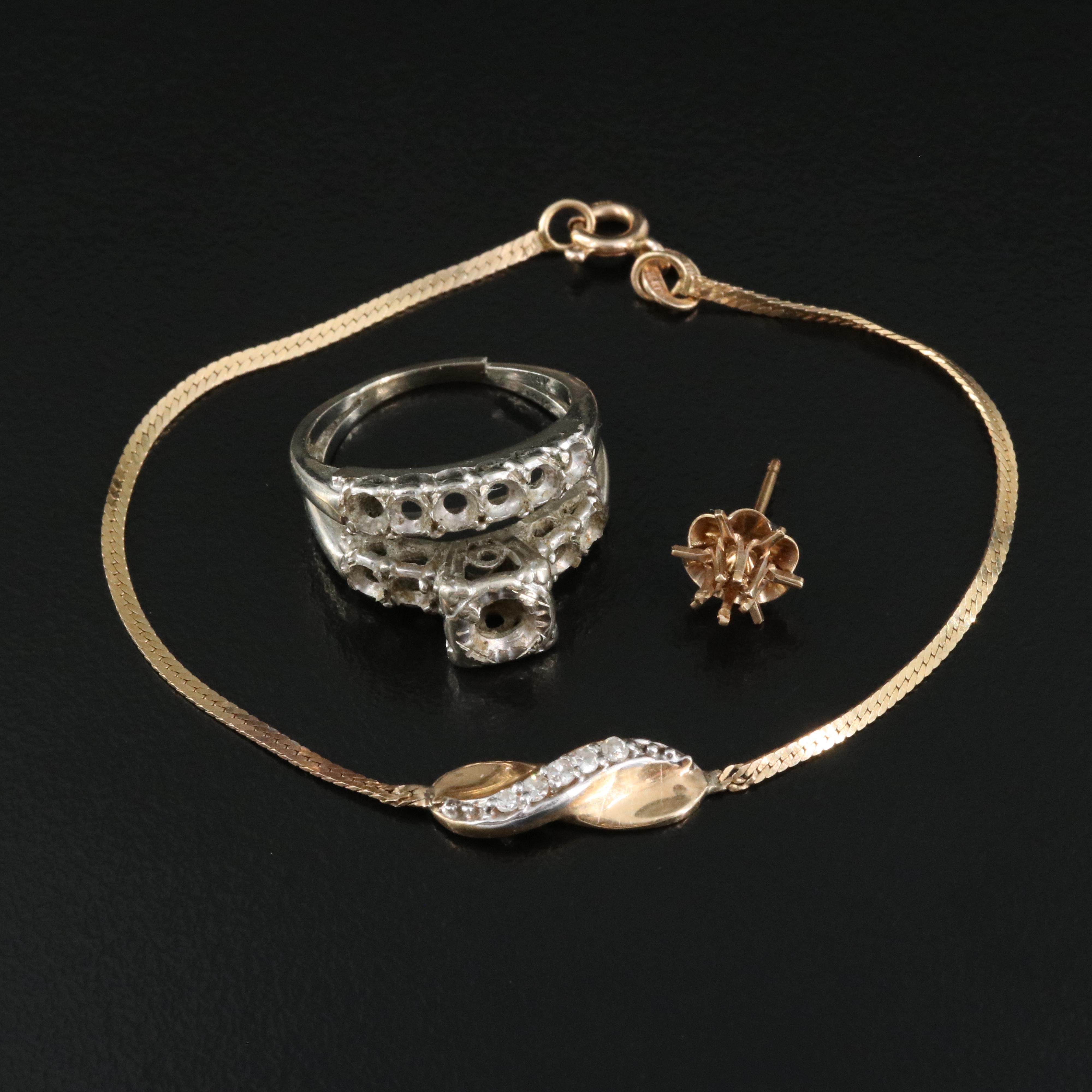 Scrap 14K Jewelry Including Diamonds