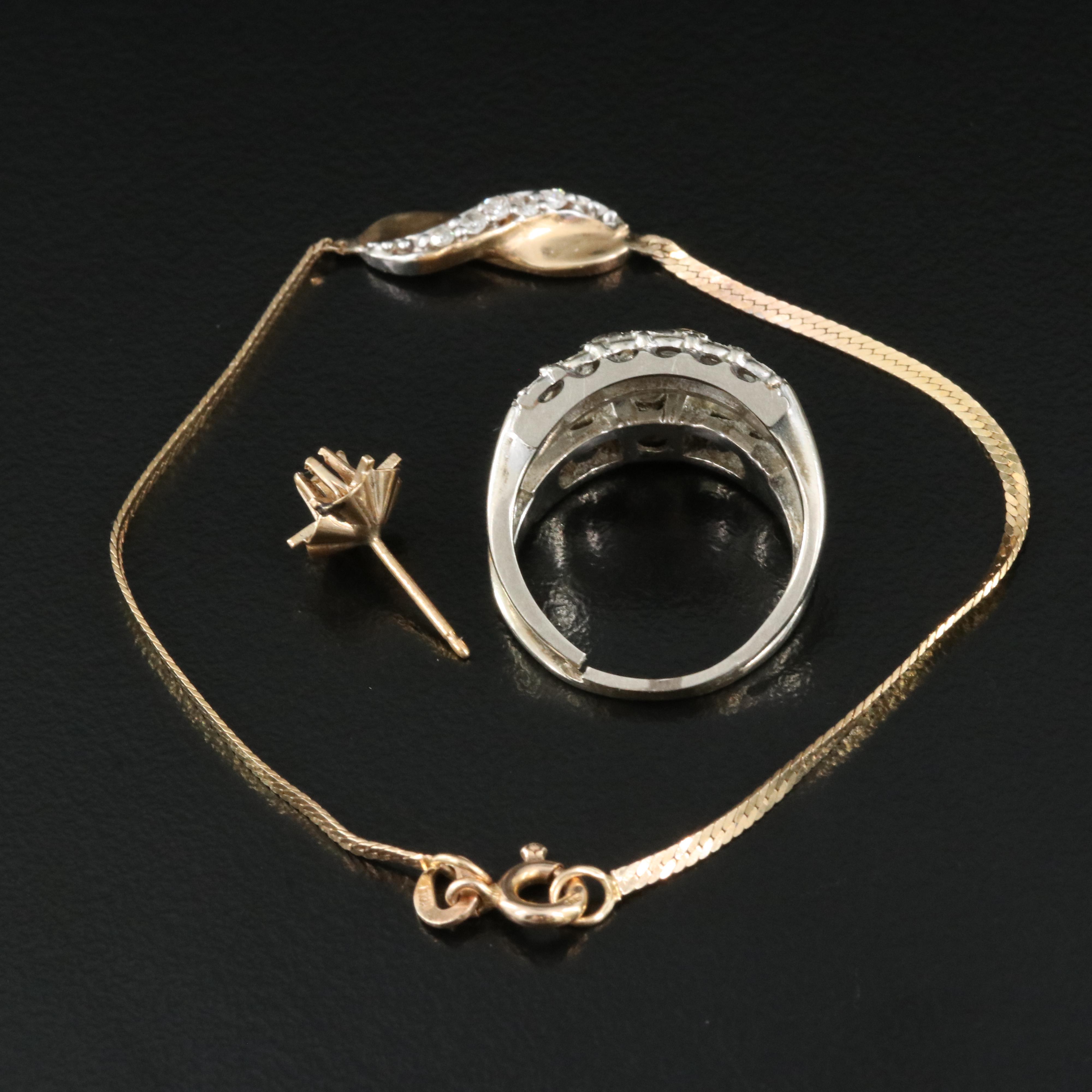 Scrap 14K Jewelry Including Diamonds