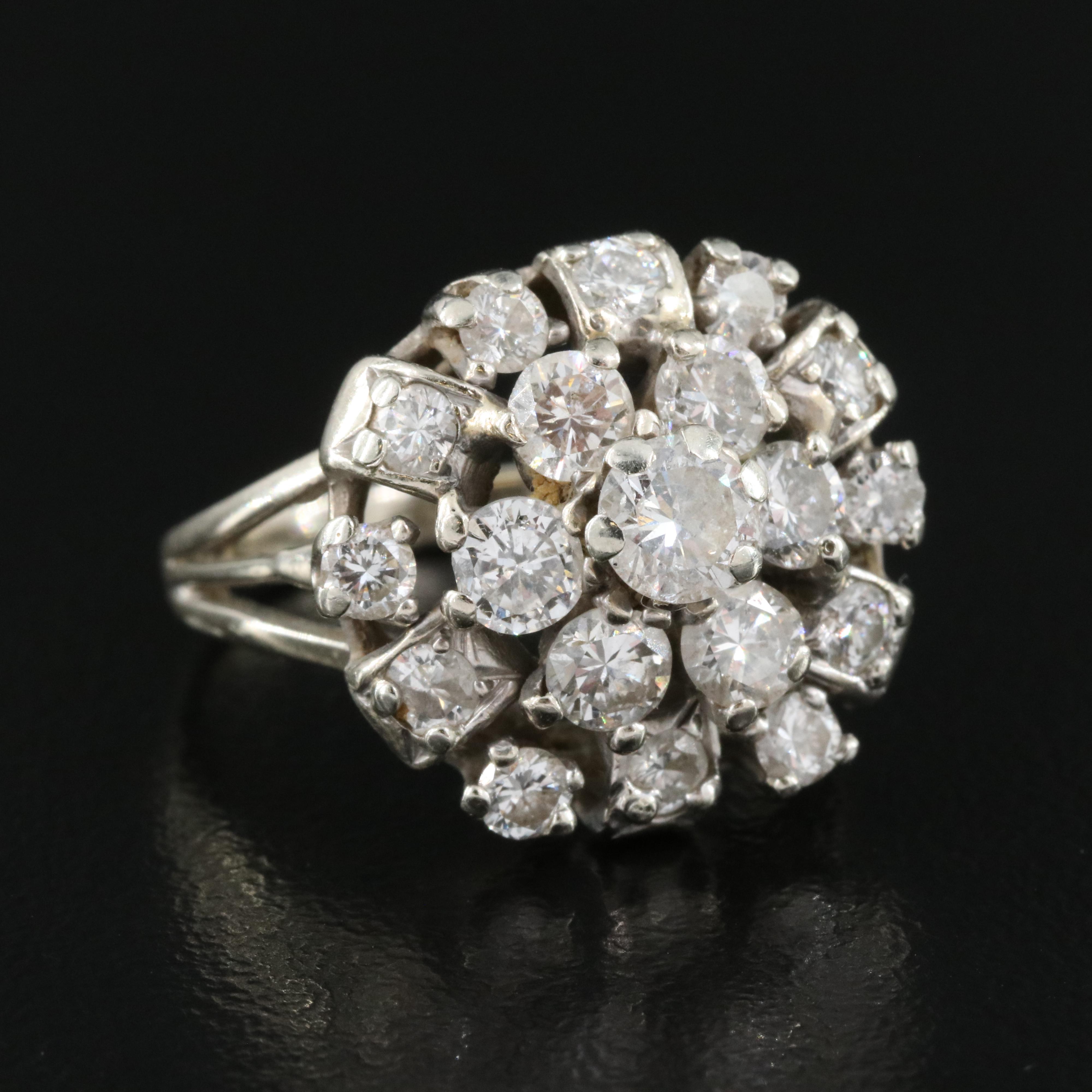 14K 2.00 CTW Diamond Cluster Ring