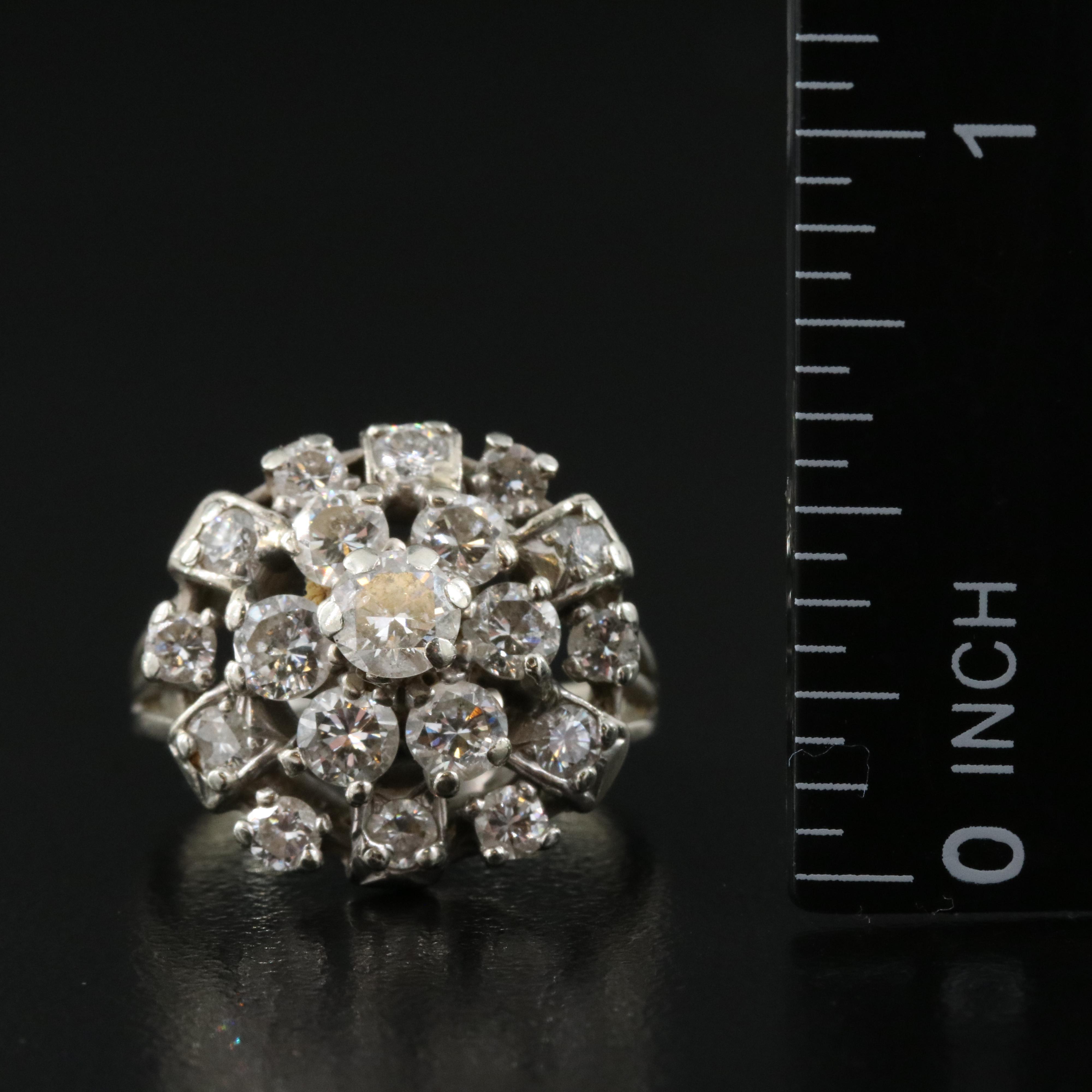 14K 2.00 CTW Diamond Cluster Ring
