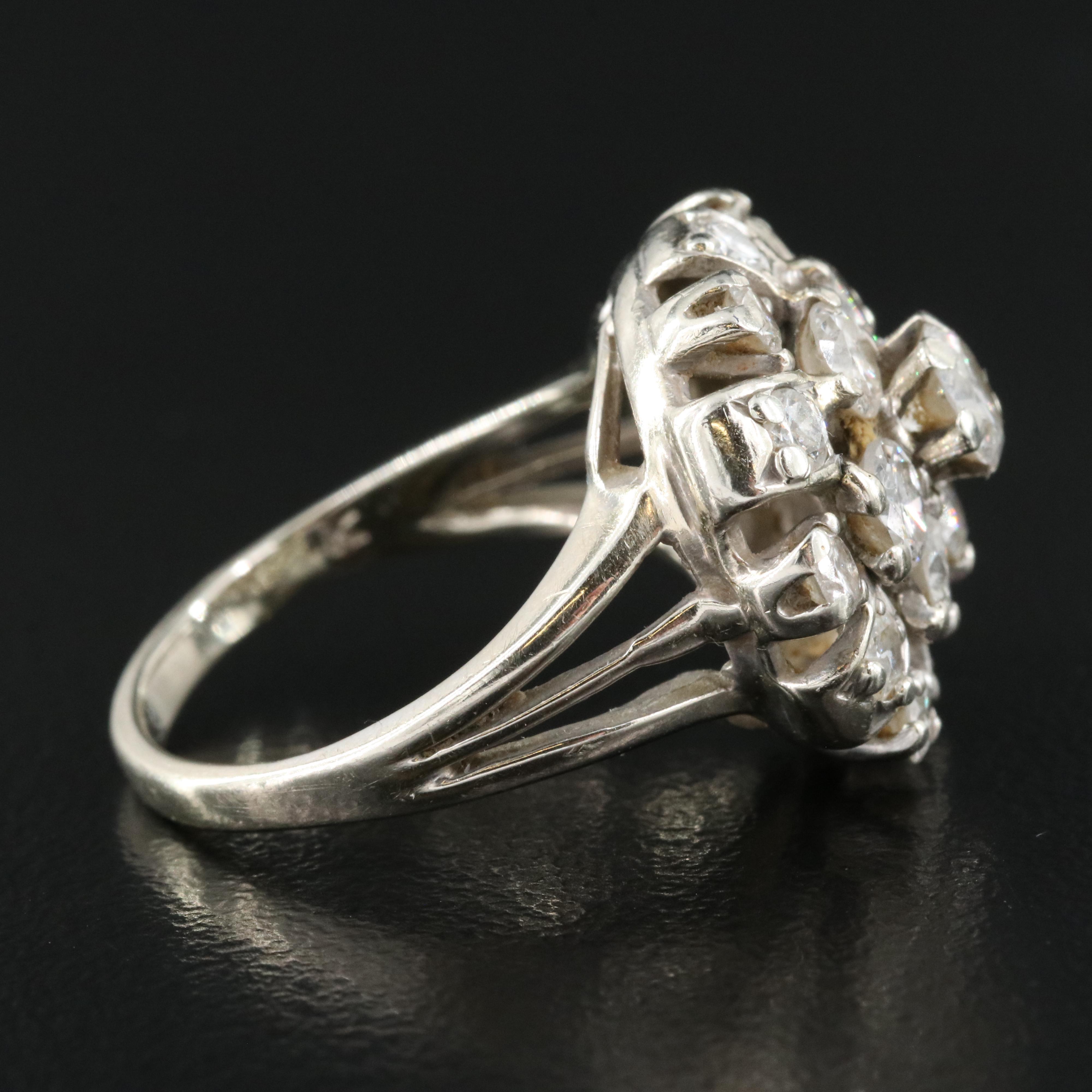 14K 2.00 CTW Diamond Cluster Ring