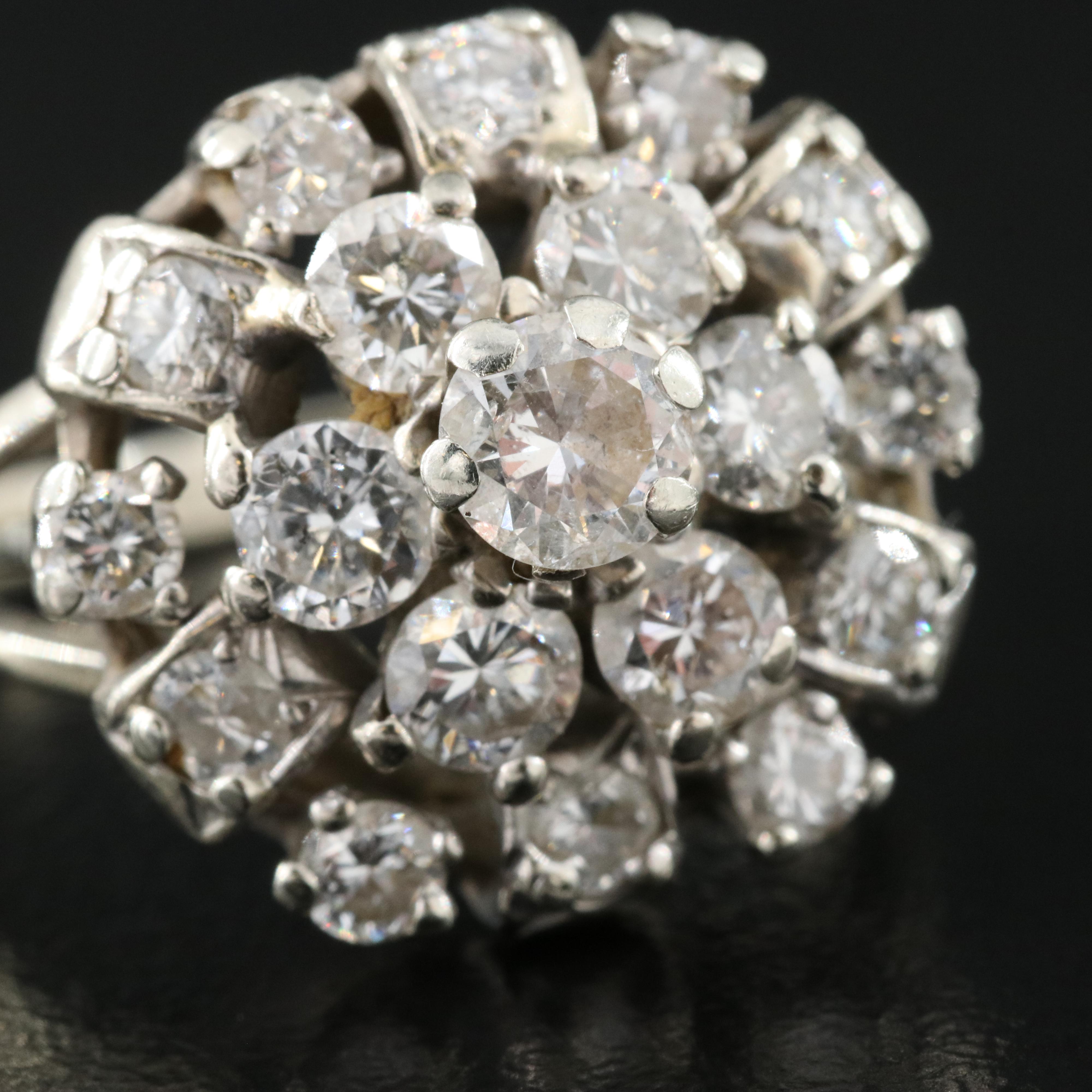 14K 2.00 CTW Diamond Cluster Ring