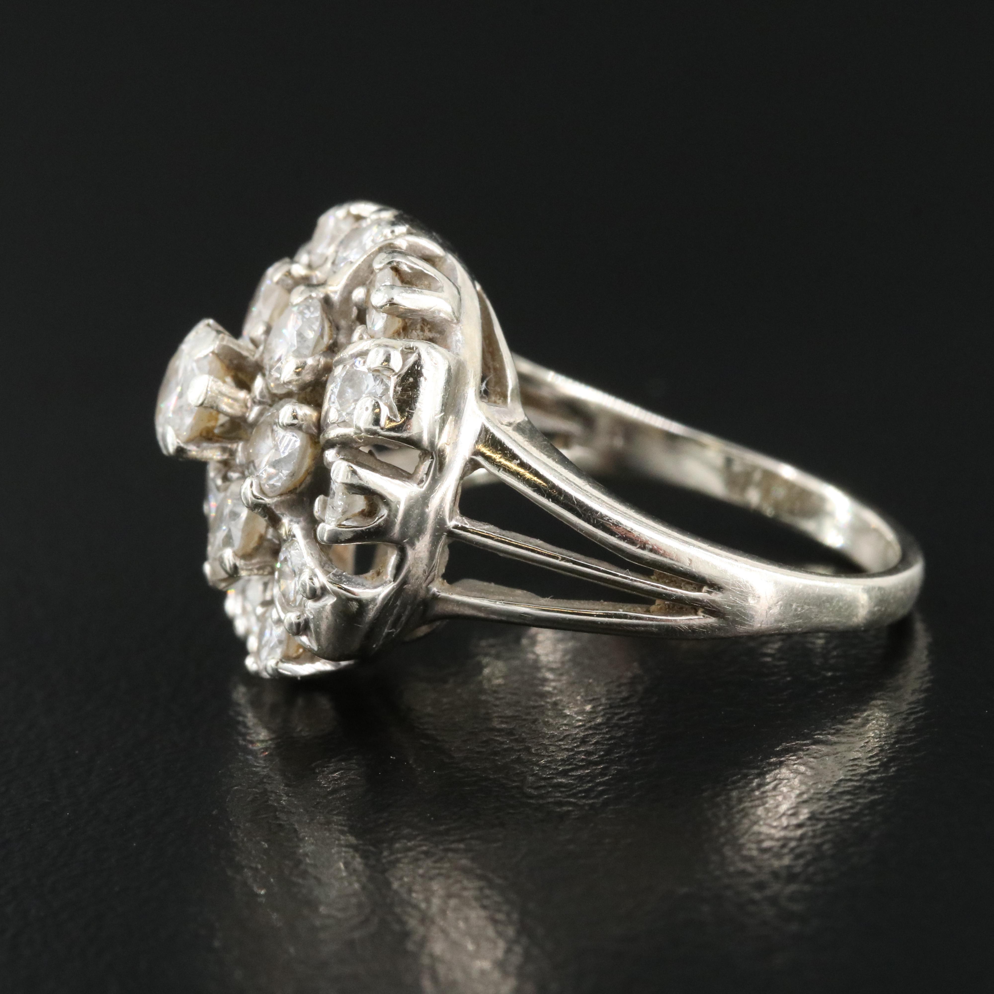 14K 2.00 CTW Diamond Cluster Ring