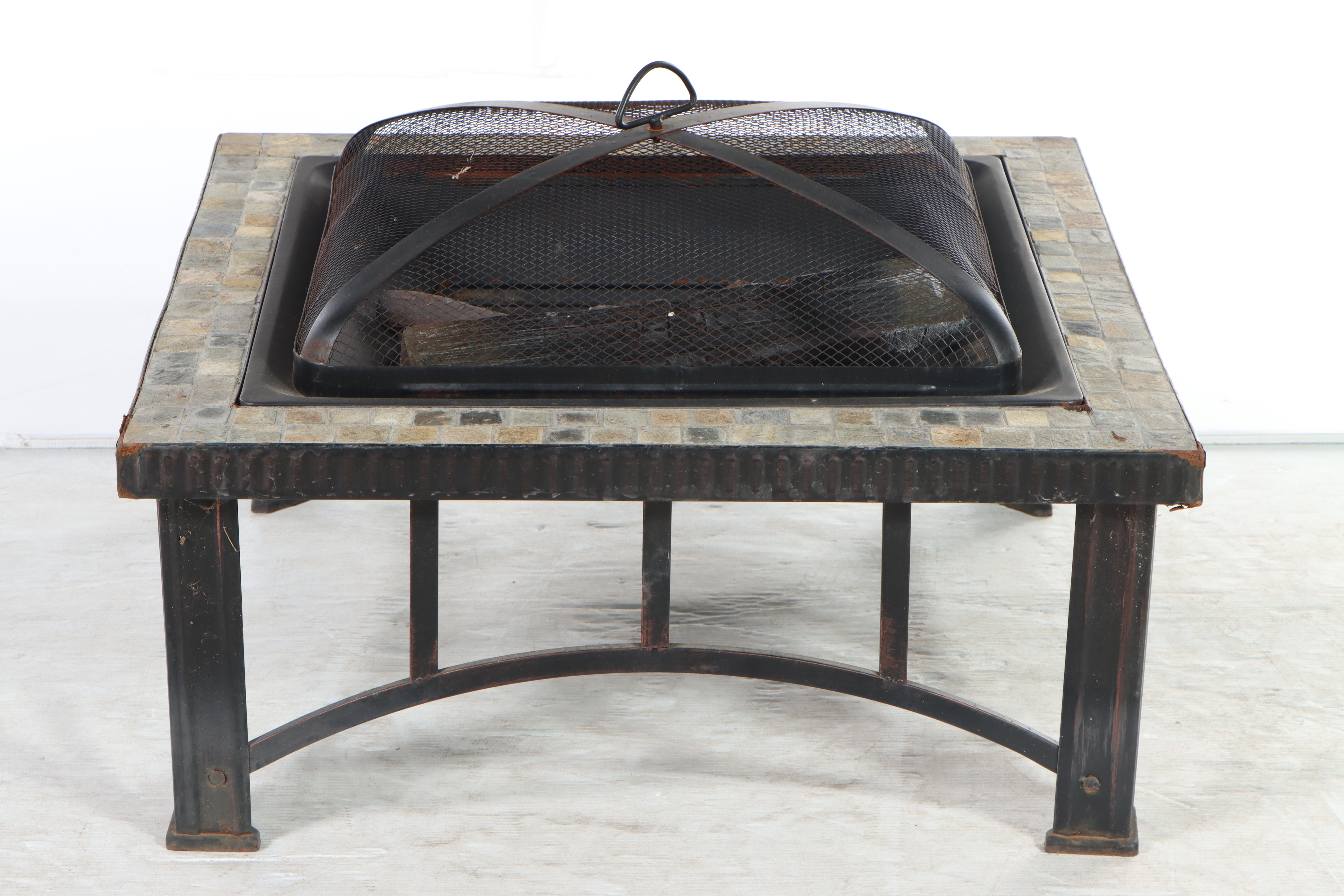 Mosaic Stone and Metal Fire Pit