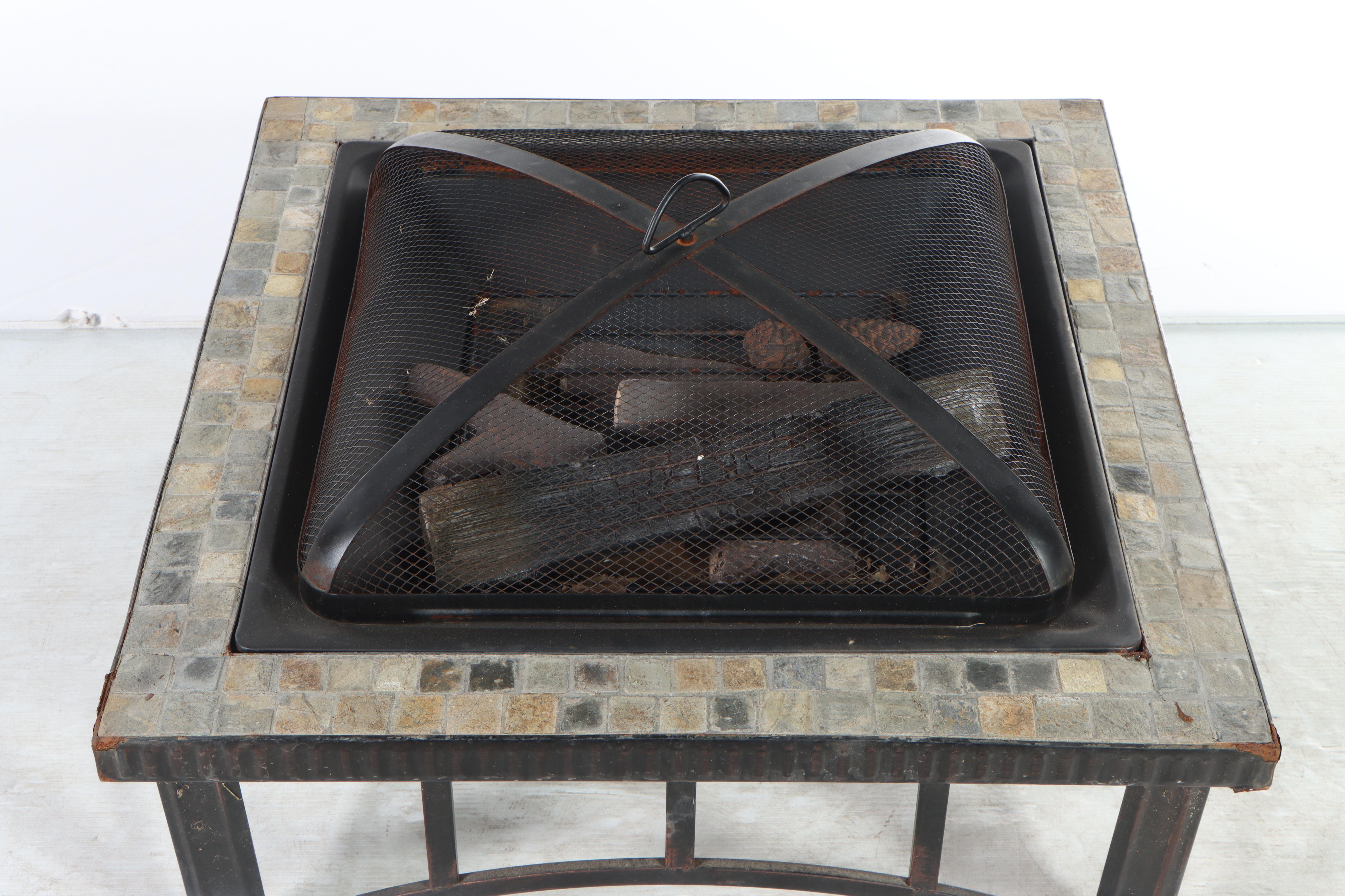 Mosaic Stone and Metal Fire Pit