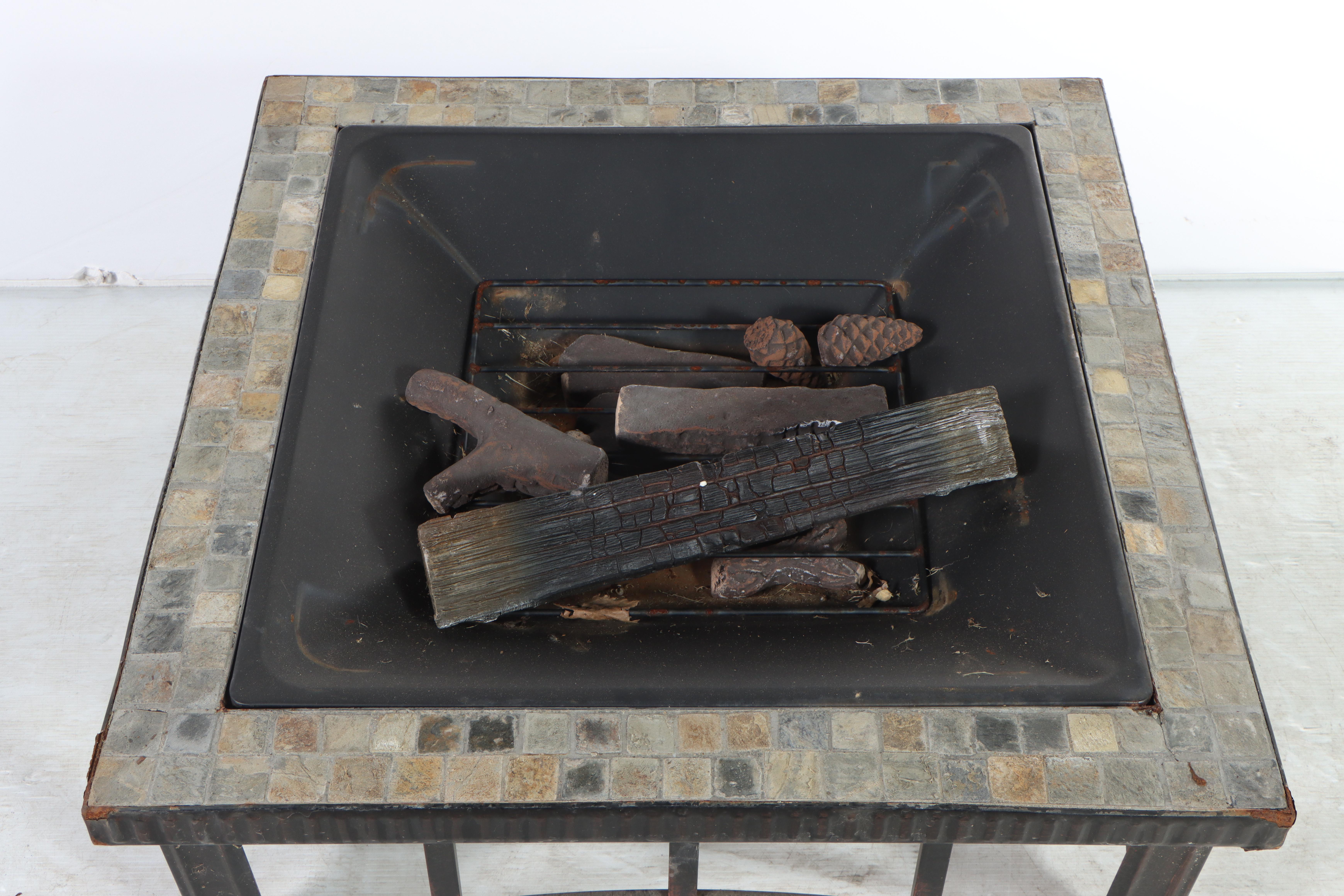 Mosaic Stone and Metal Fire Pit