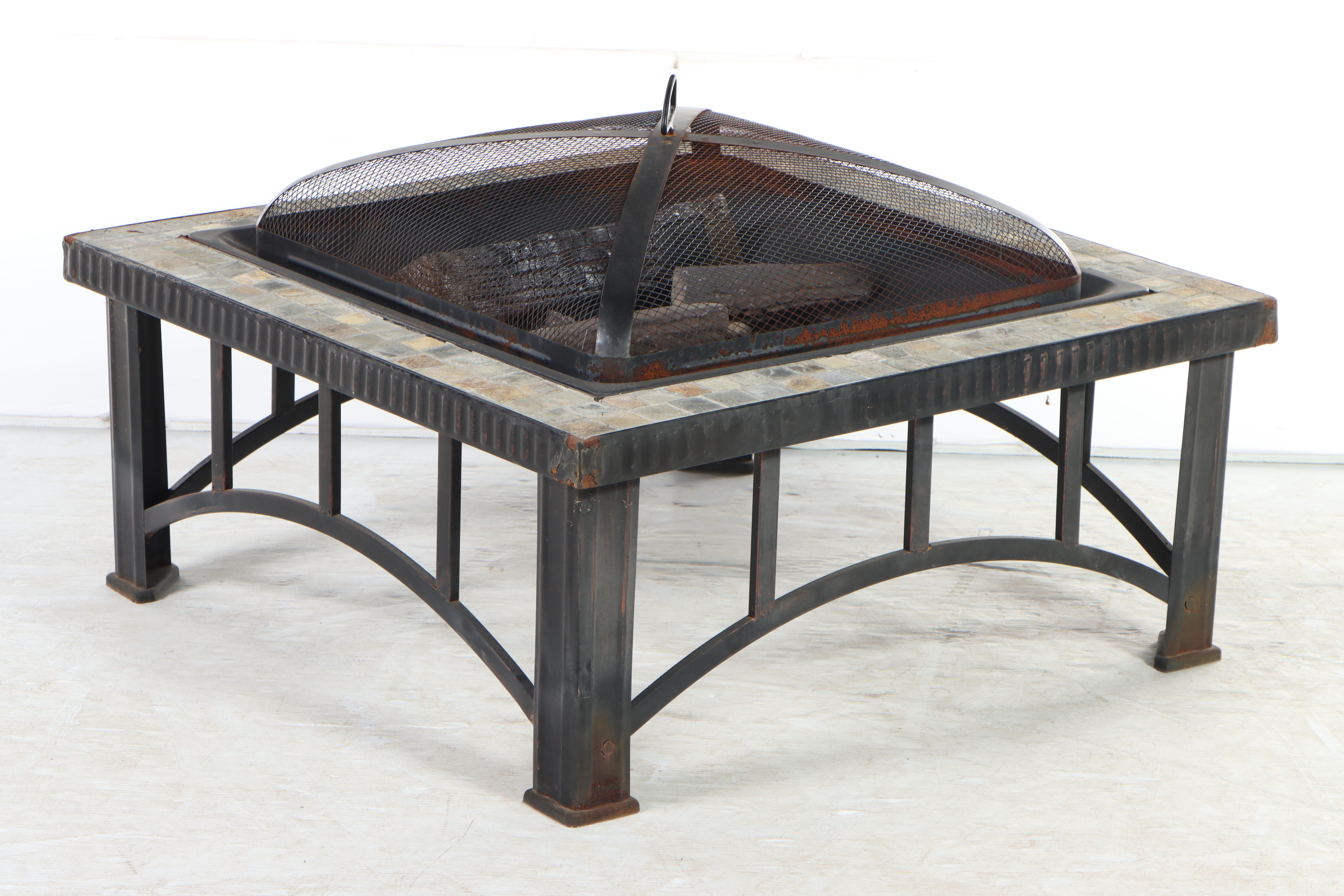Mosaic Stone and Metal Fire Pit