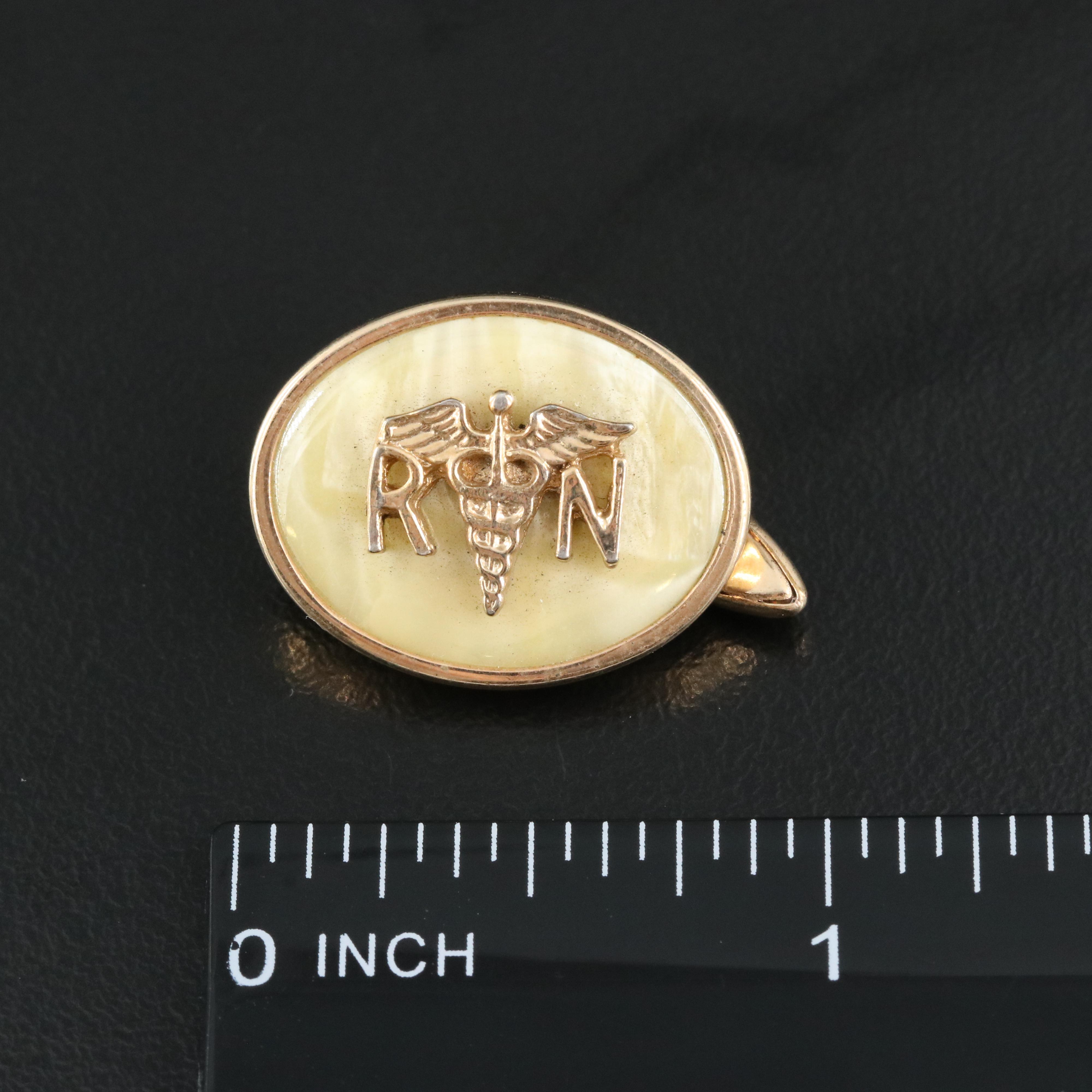 Faux Mother-of-Pearl RN Caduceus Cufflinks