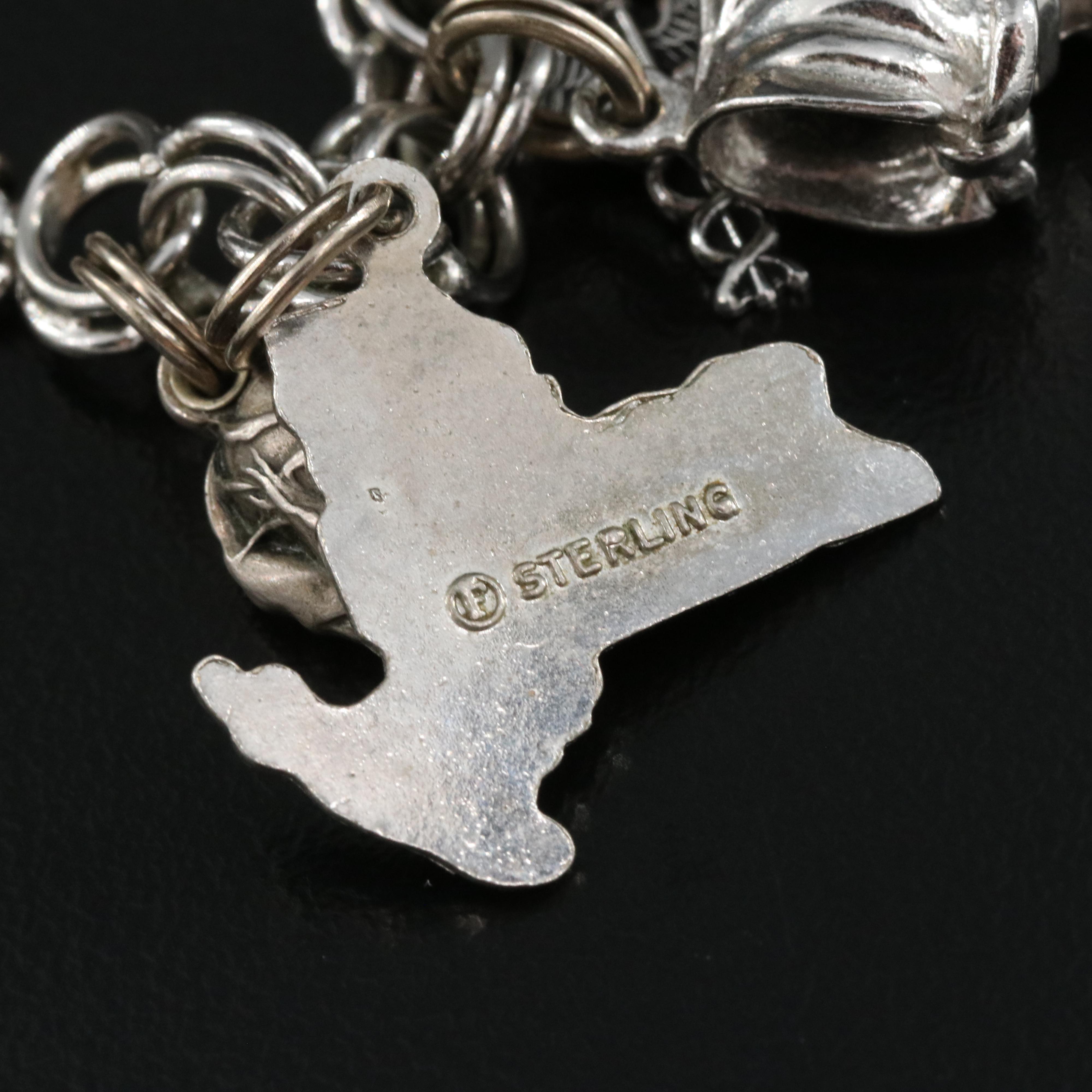 Sterling Charm Bracelets Including Bell Trading Post and Wells