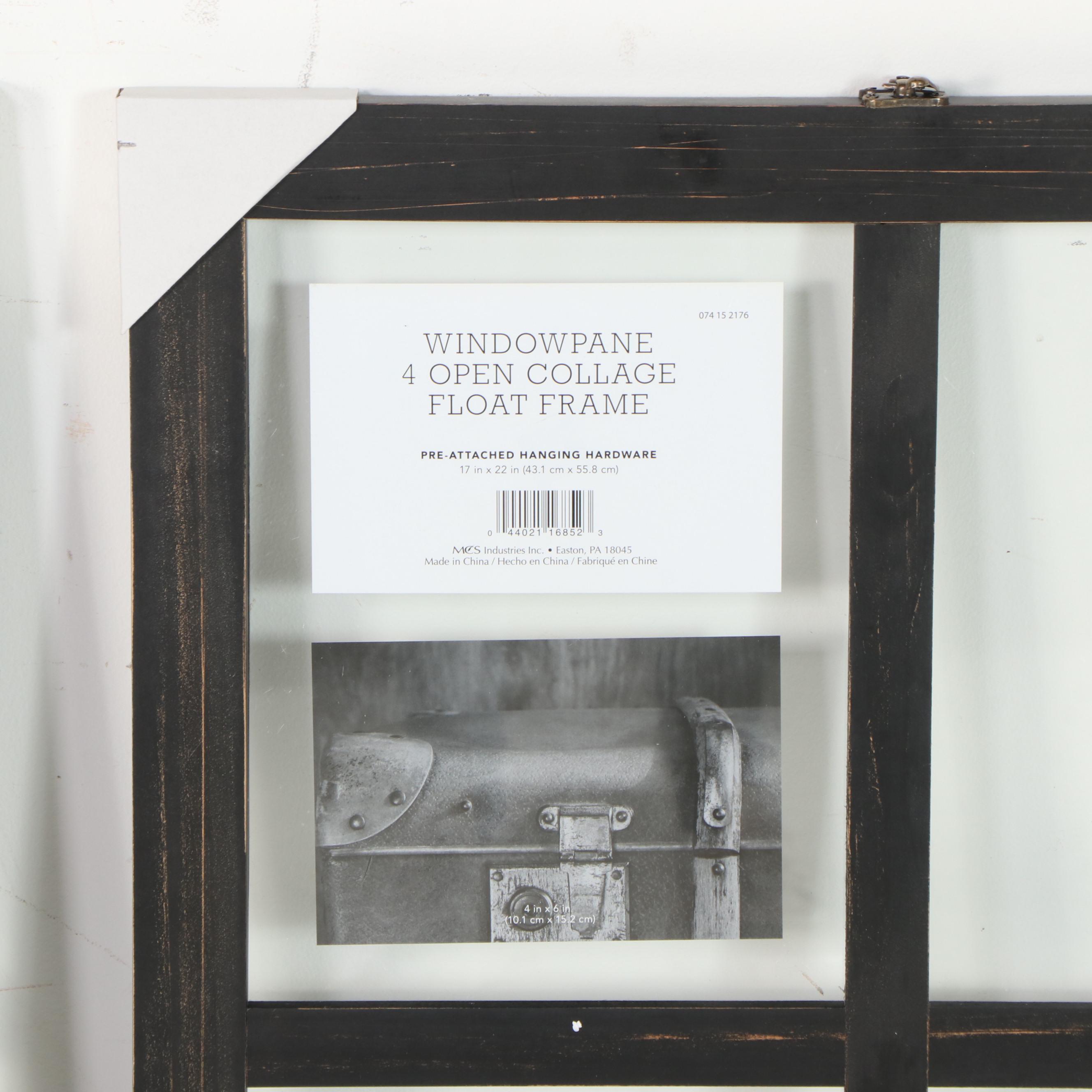 Pair of Four-Frame Open Collage Windowpane Picture Frames