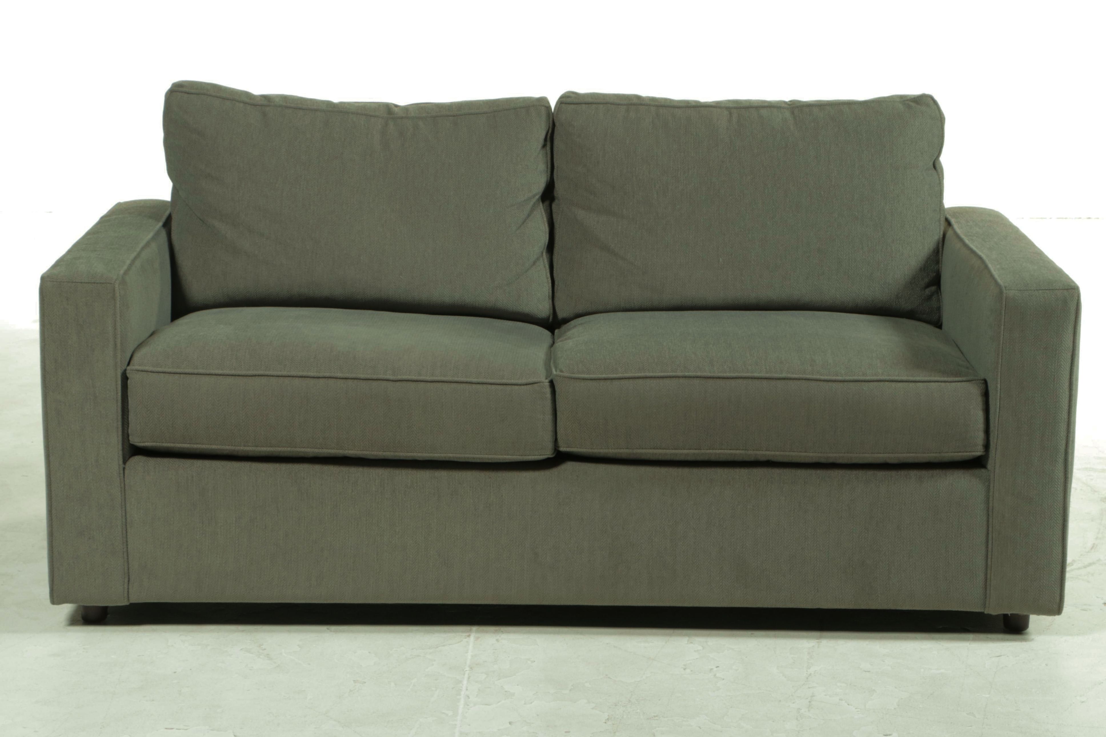 Arhaus Custom-Upholstered Two-Seat Sofa with Ottoman