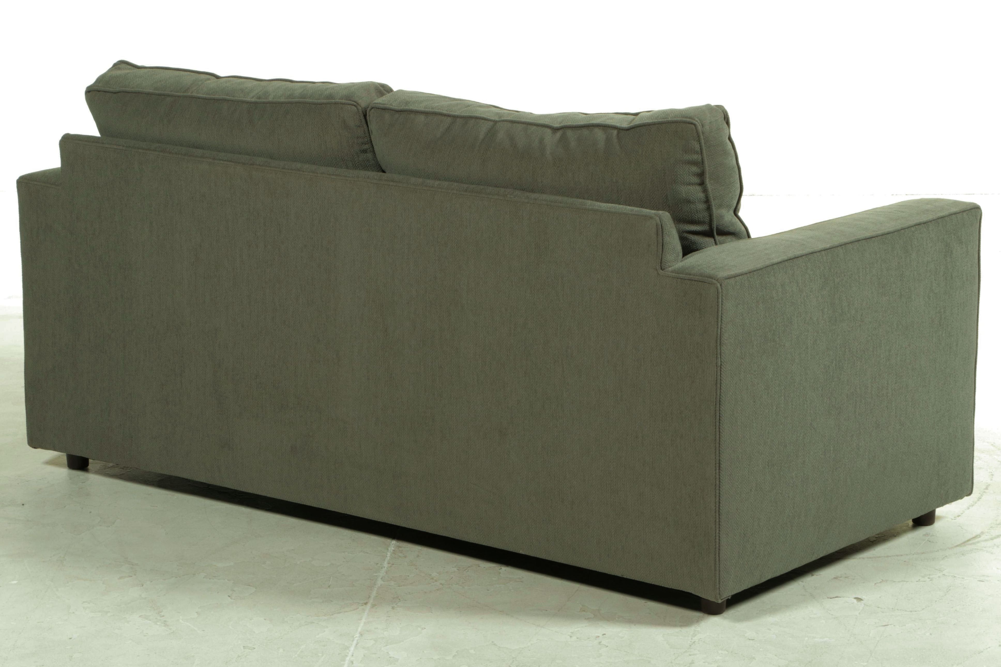 Arhaus Custom-Upholstered Two-Seat Sofa with Ottoman