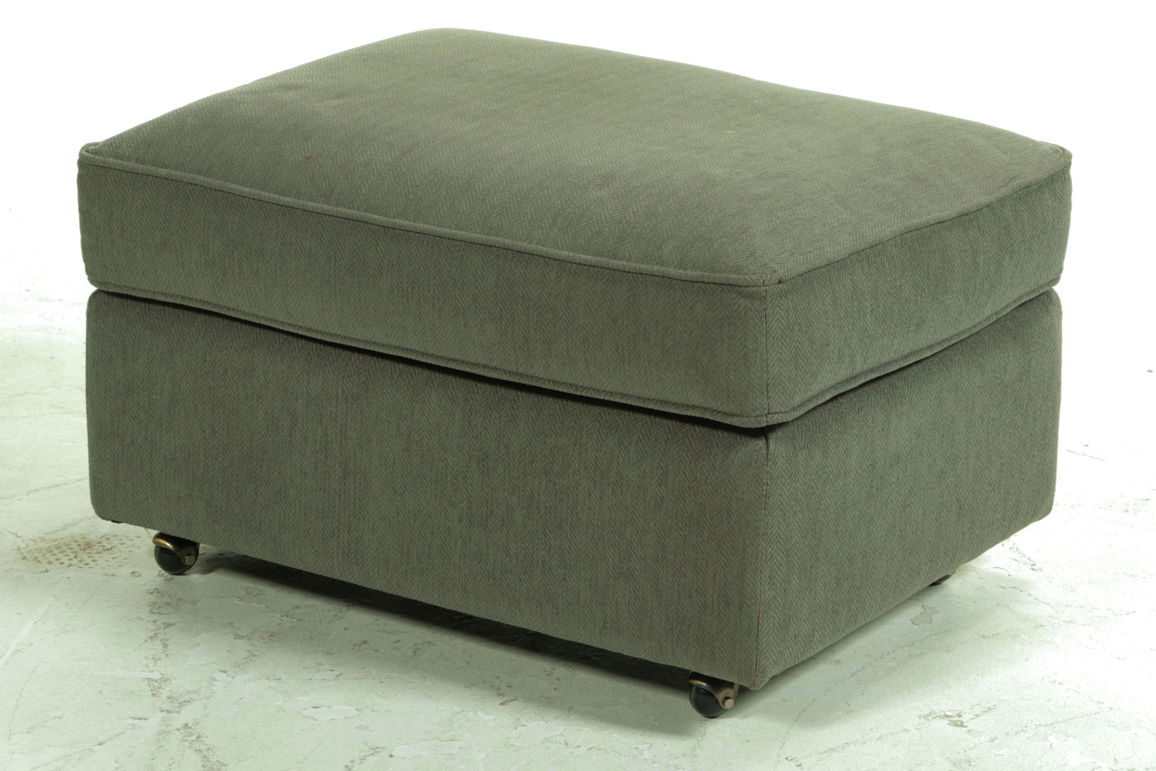 Arhaus Custom-Upholstered Two-Seat Sofa with Ottoman