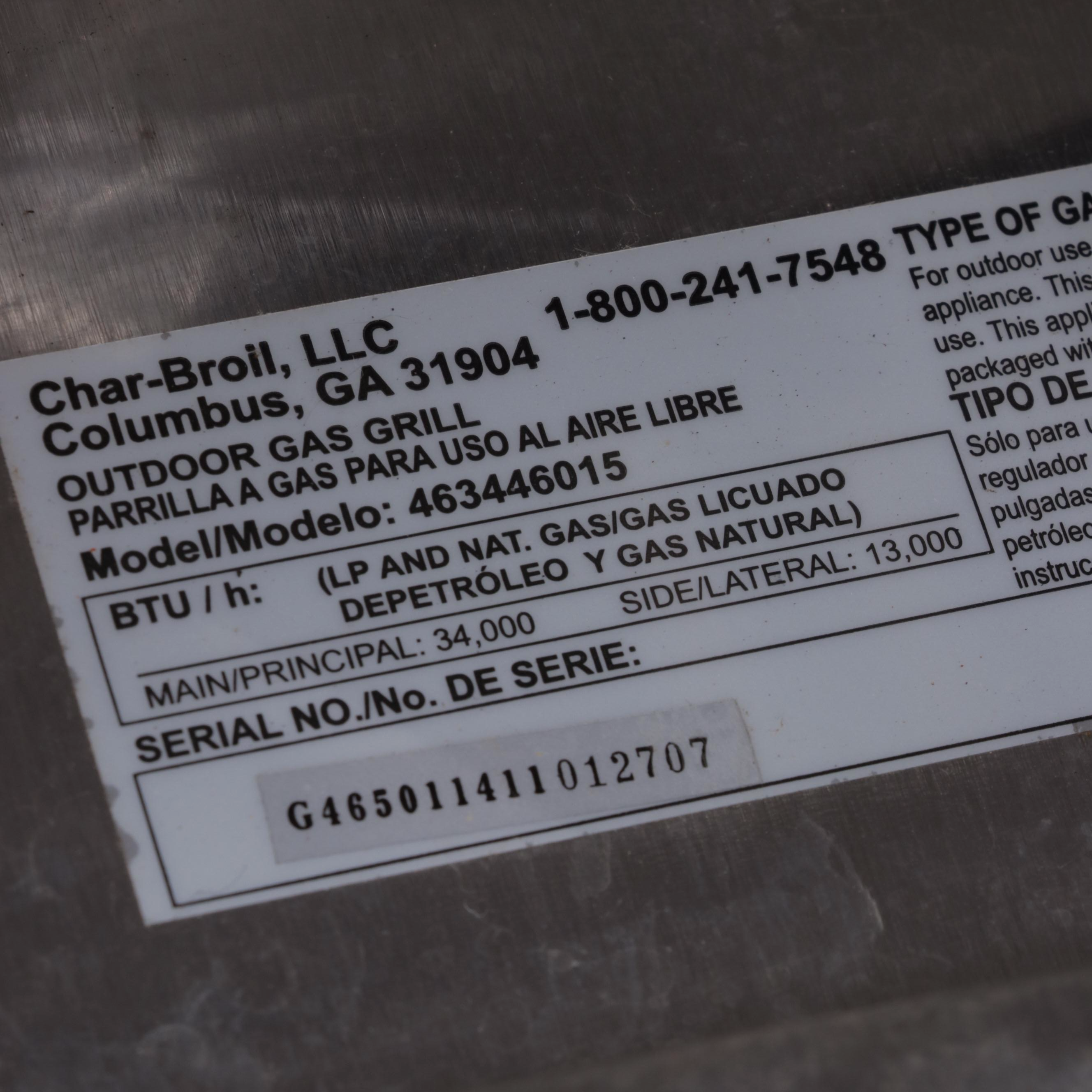 Char-Broil Stainless Steel Gas Grill With Accessories