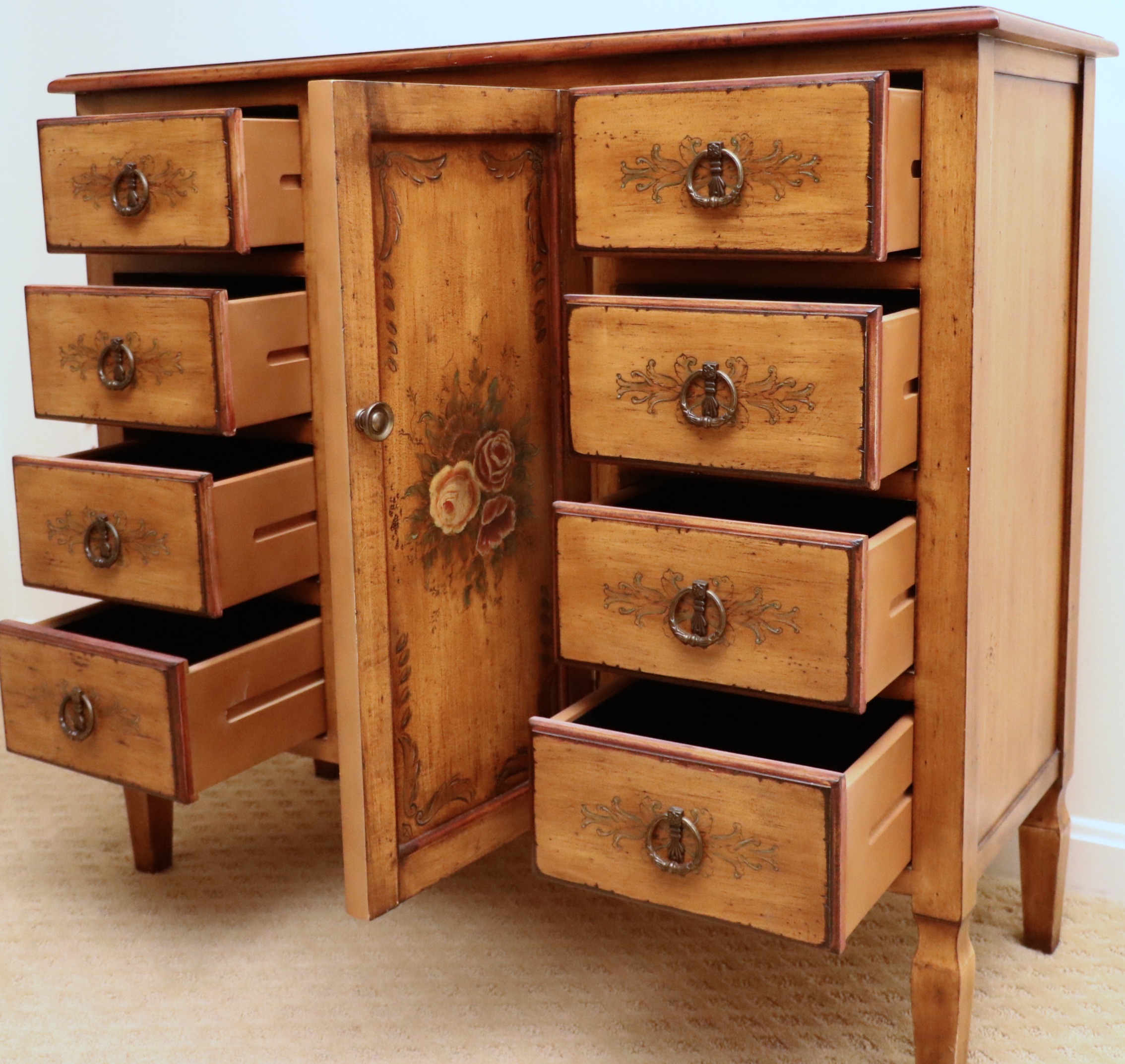 Oriental Treasures Paint-Decorated Commode Cabinet