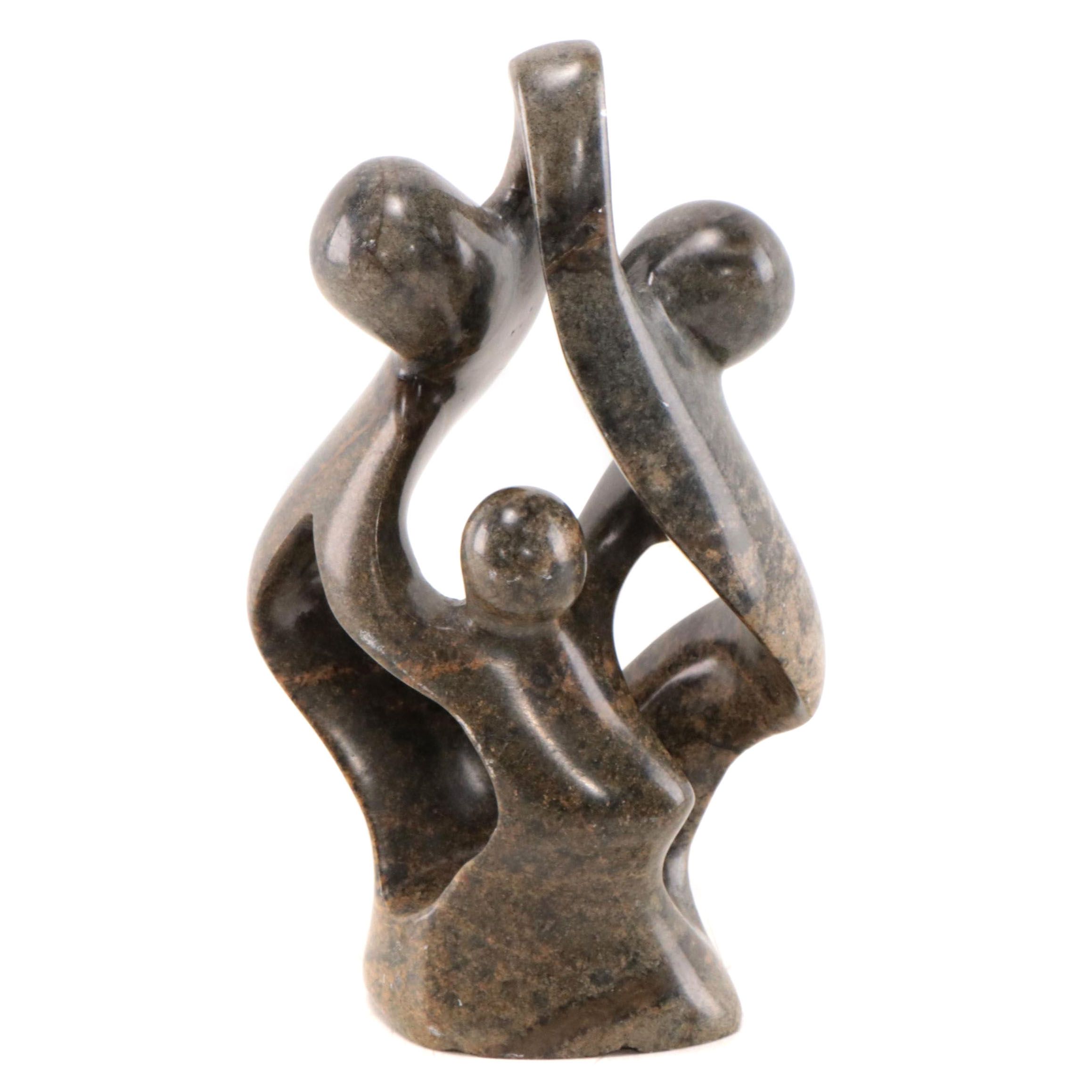 Shona Style Carved Soapstone Sculpture of Dancing Figures, Zimbabwe