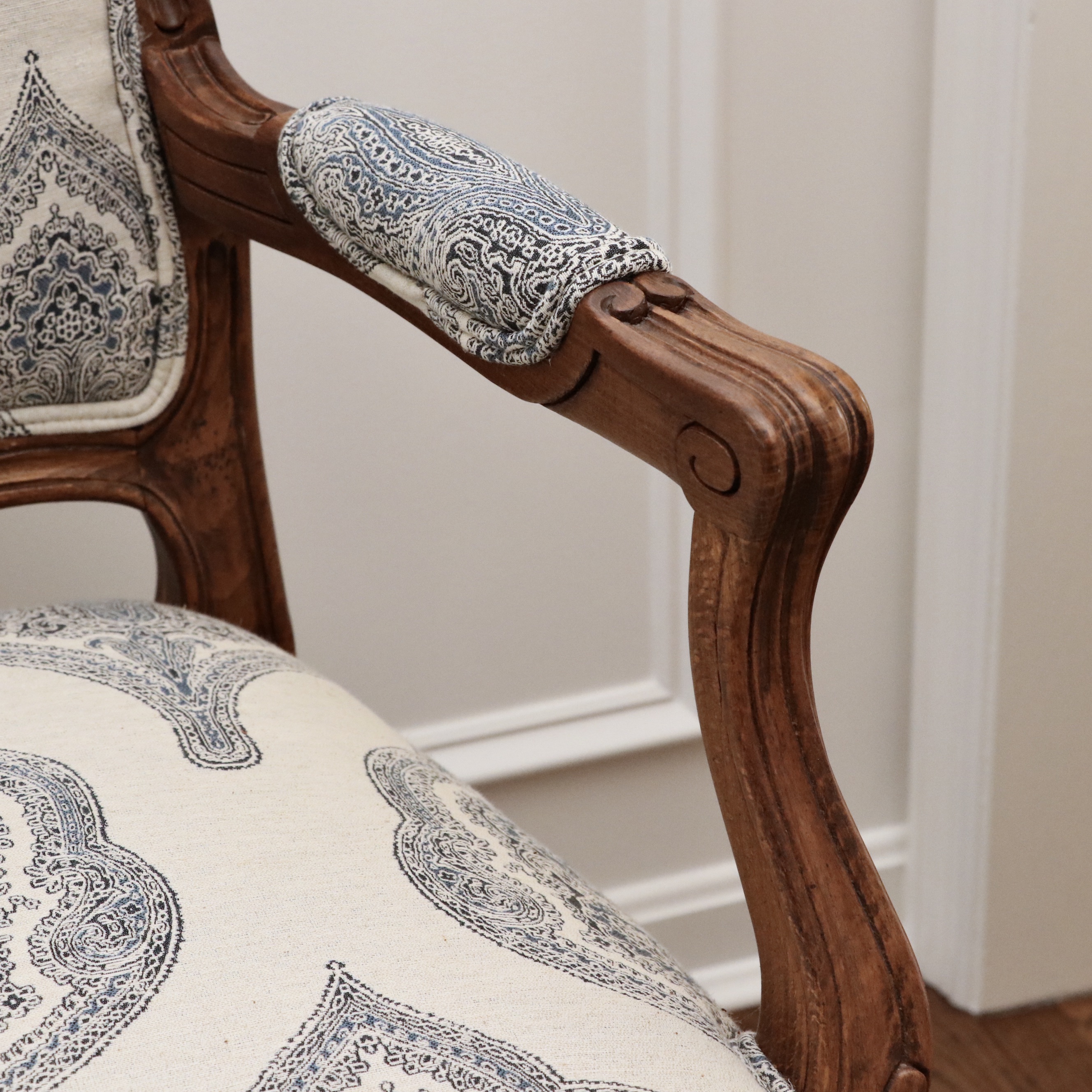 Ethan Allen French Provincial Style Beech and Custom-Upholstered Armchair