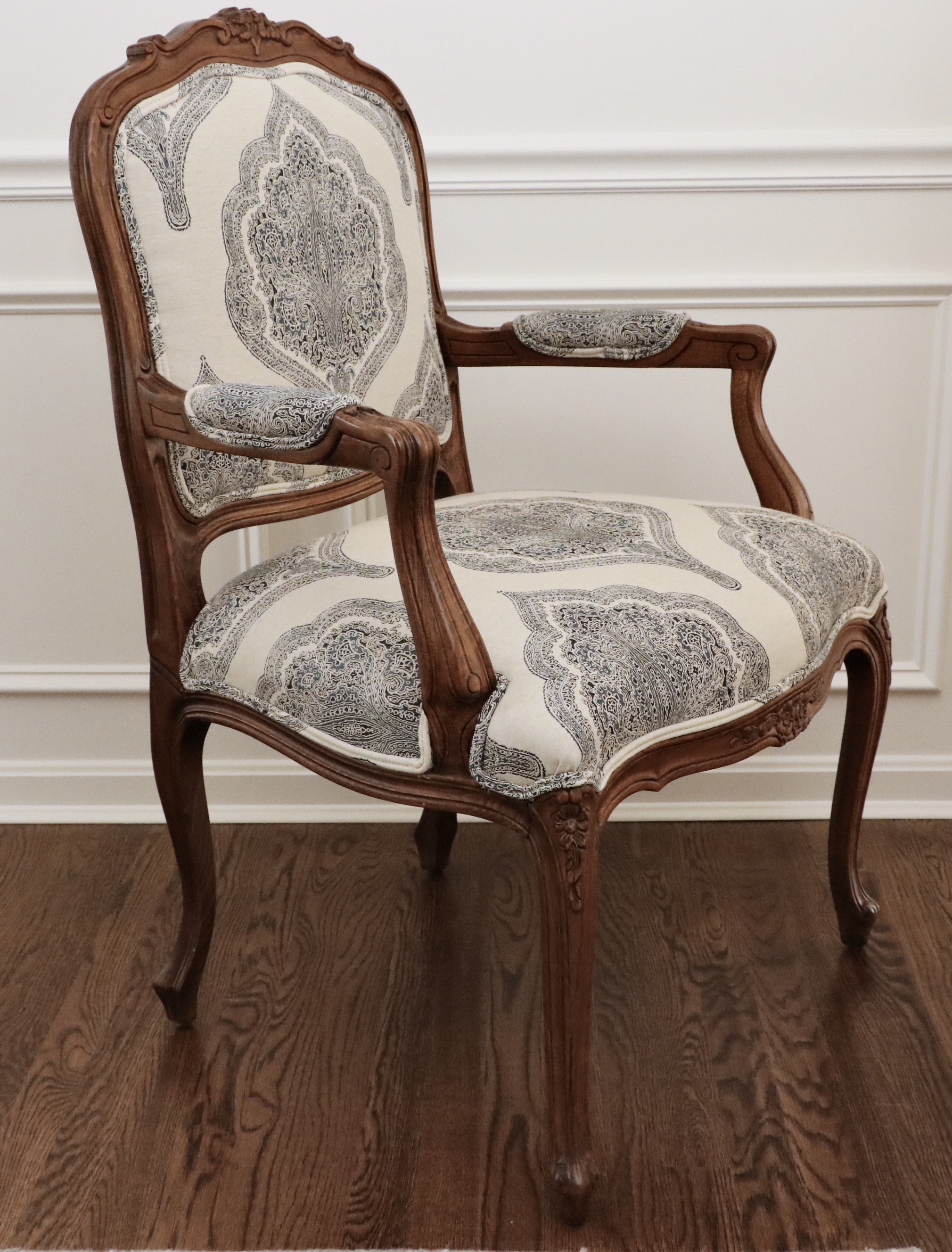Ethan Allen French Provincial Style Beech and Custom-Upholstered Armchair