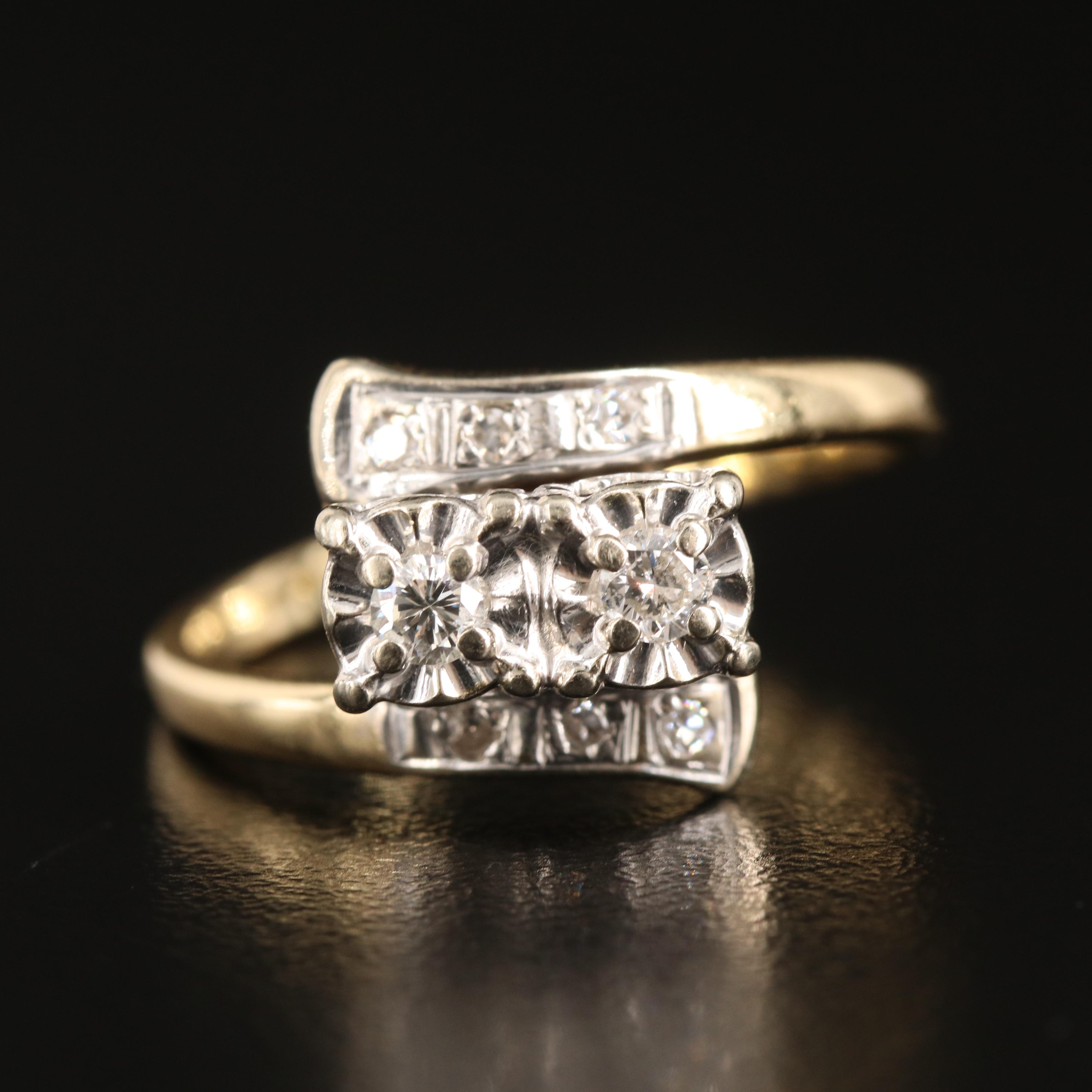 1950s 14K 0.21 CTW Diamond Bypass Ring