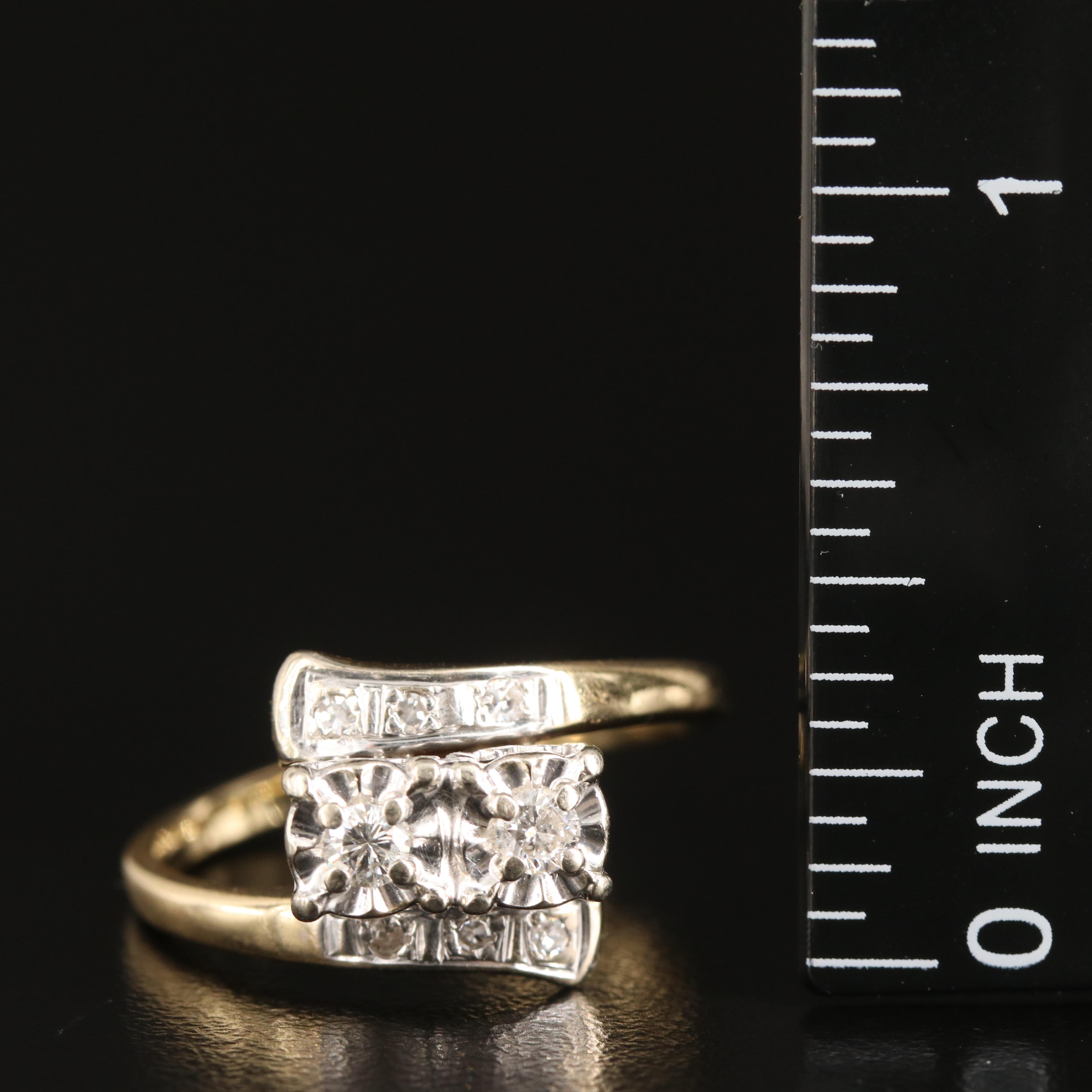 1950s 14K 0.21 CTW Diamond Bypass Ring