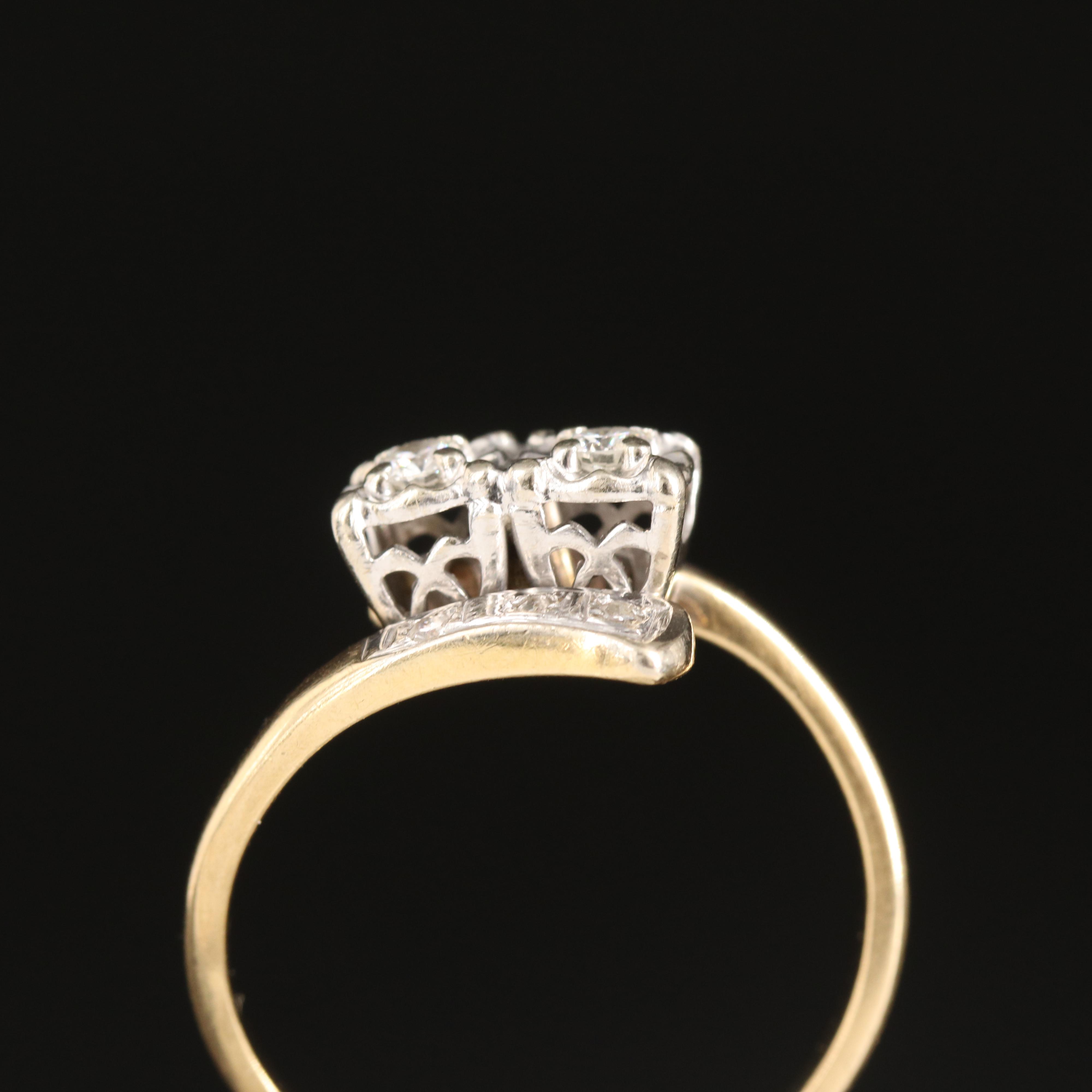 1950s 14K 0.21 CTW Diamond Bypass Ring