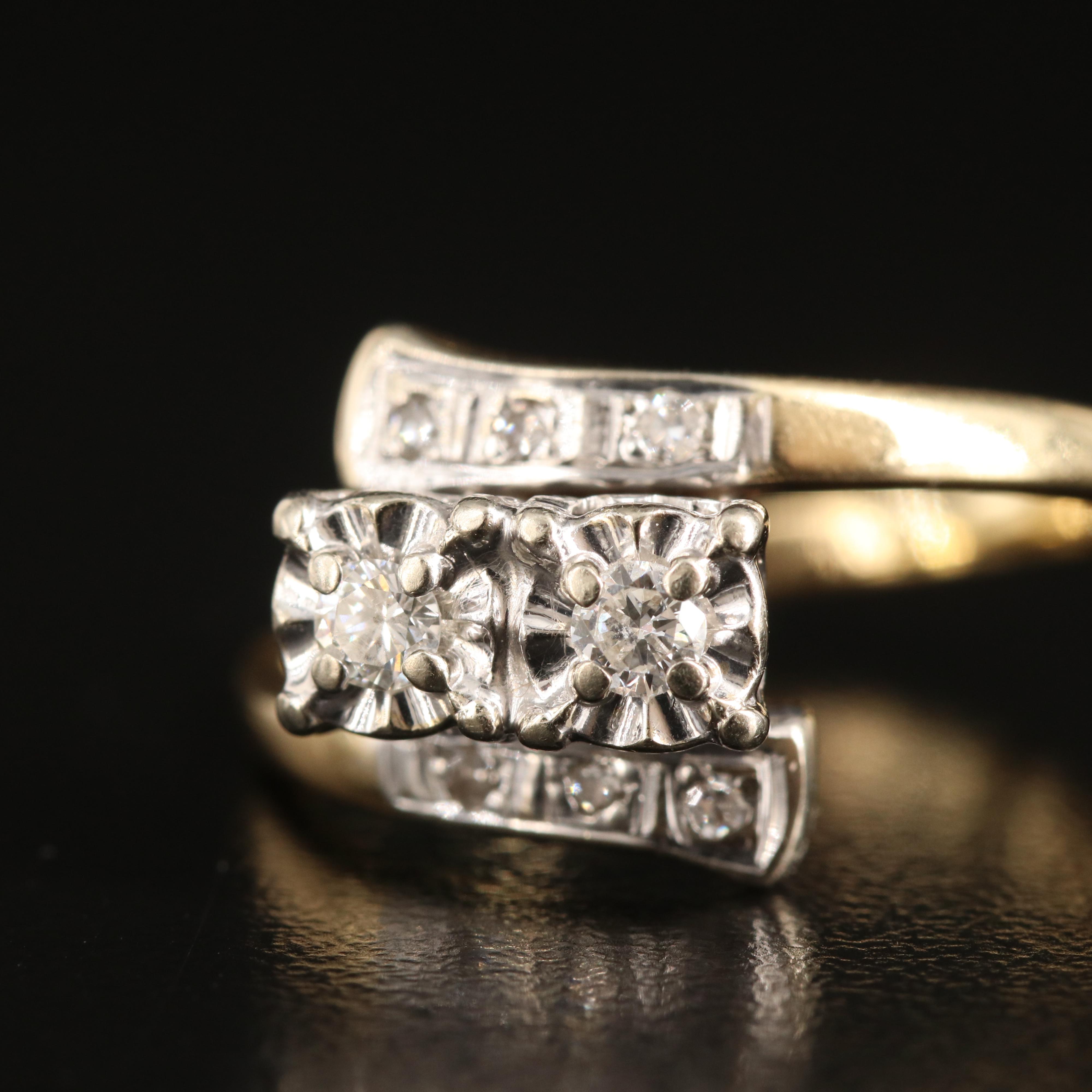 1950s 14K 0.21 CTW Diamond Bypass Ring