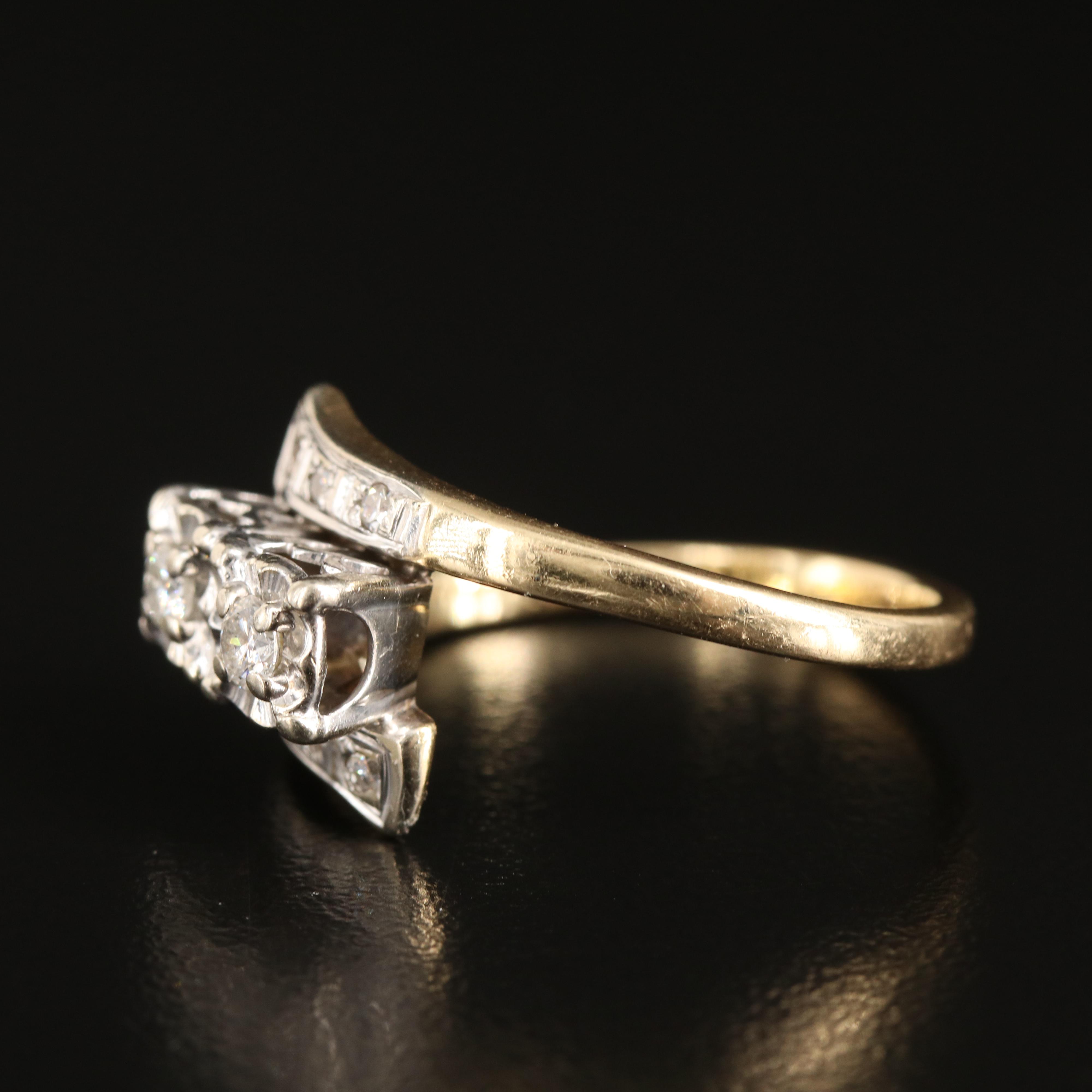 1950s 14K 0.21 CTW Diamond Bypass Ring