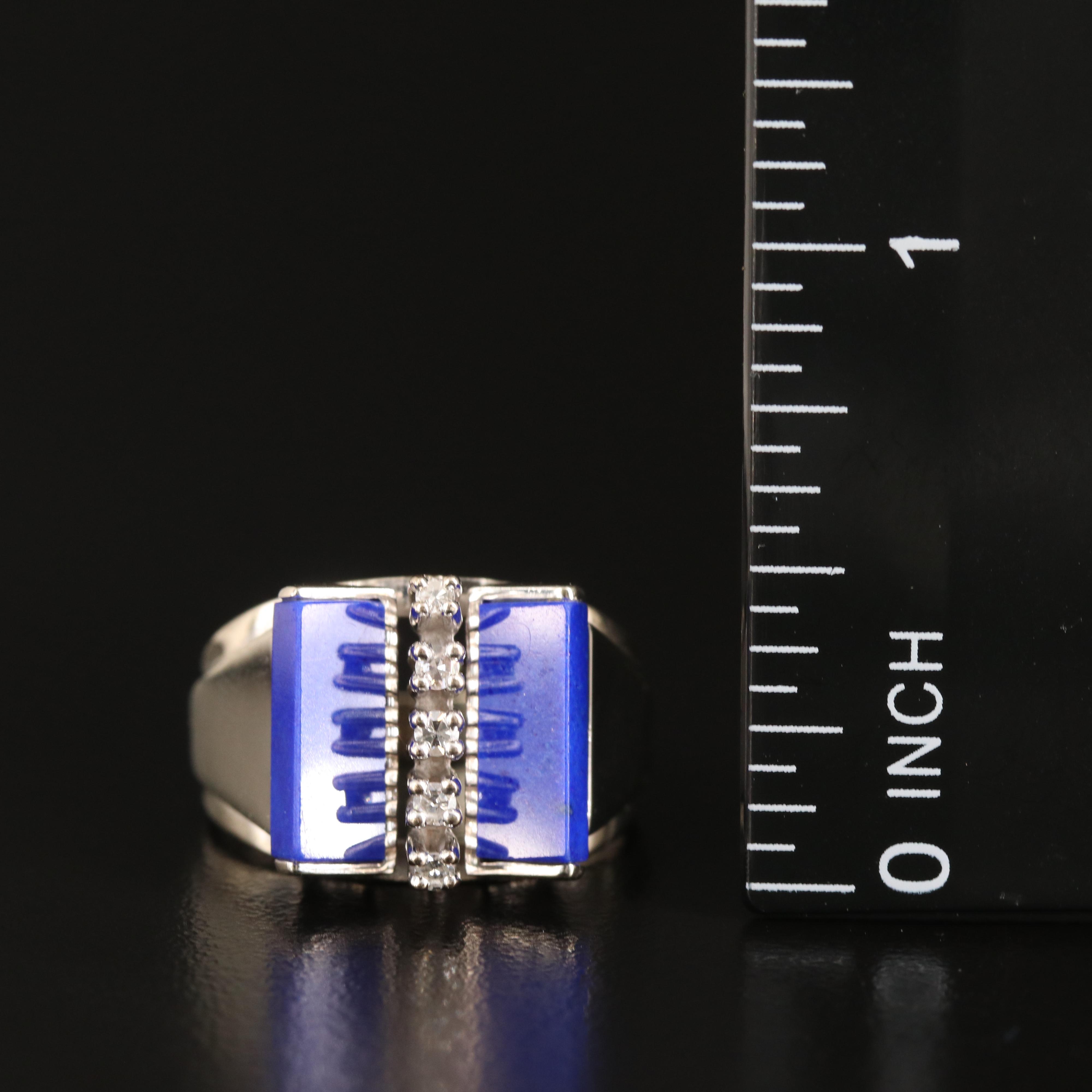 1970s 18K Diamond and Lapis Lazuli Bow Ring