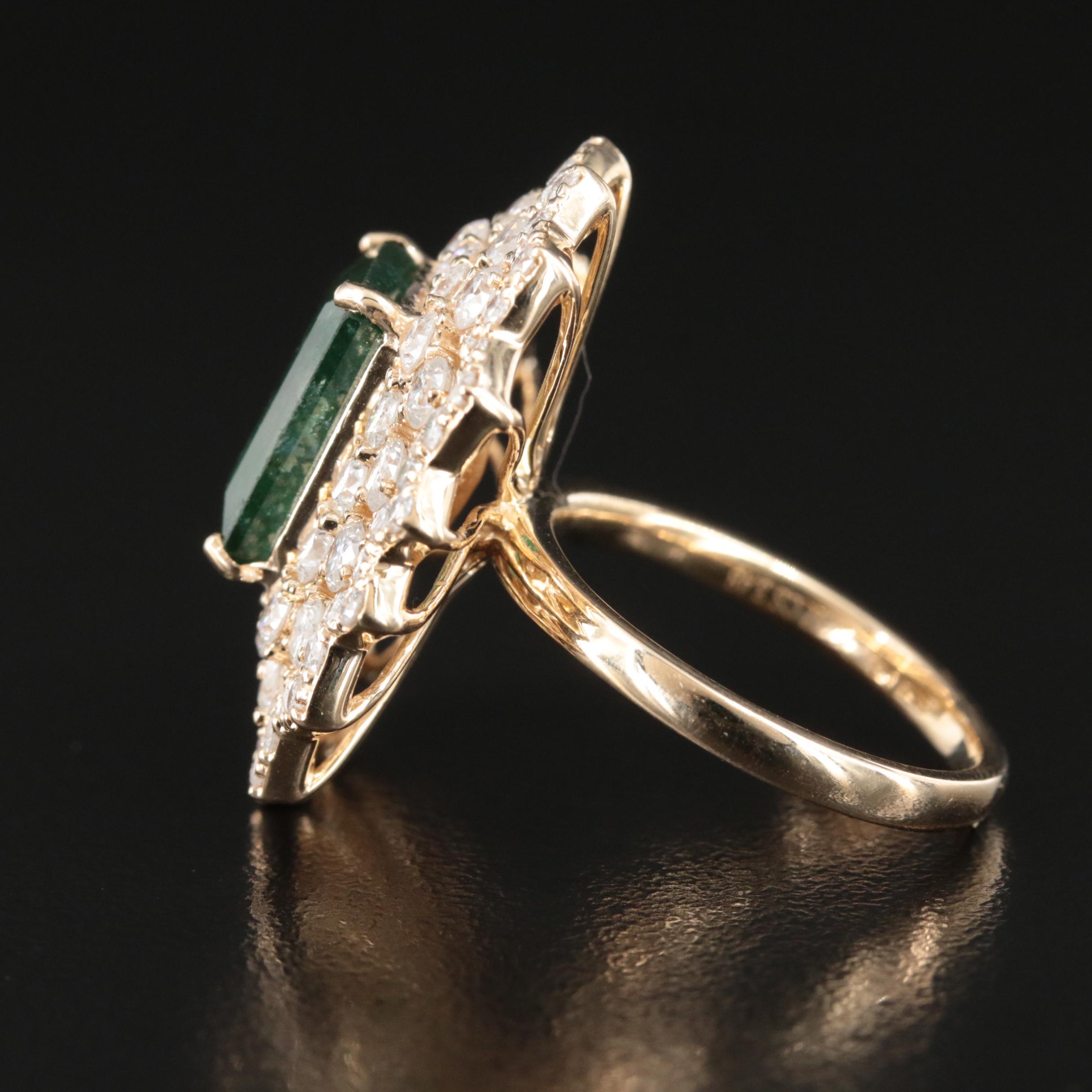 14K 3.48 CT Emerald and 2.97 CTW Diamond Ring