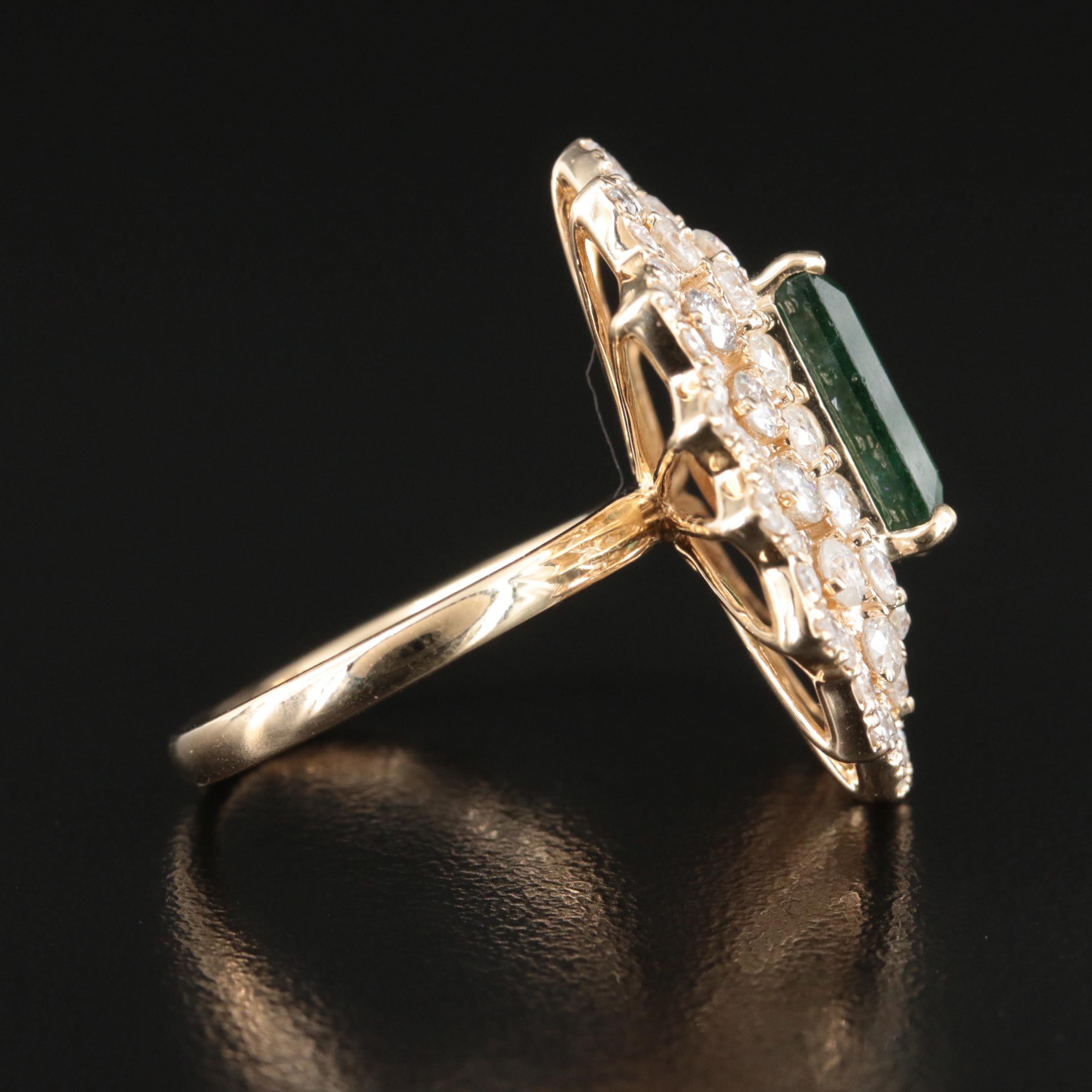 14K 3.48 CT Emerald and 2.97 CTW Diamond Ring