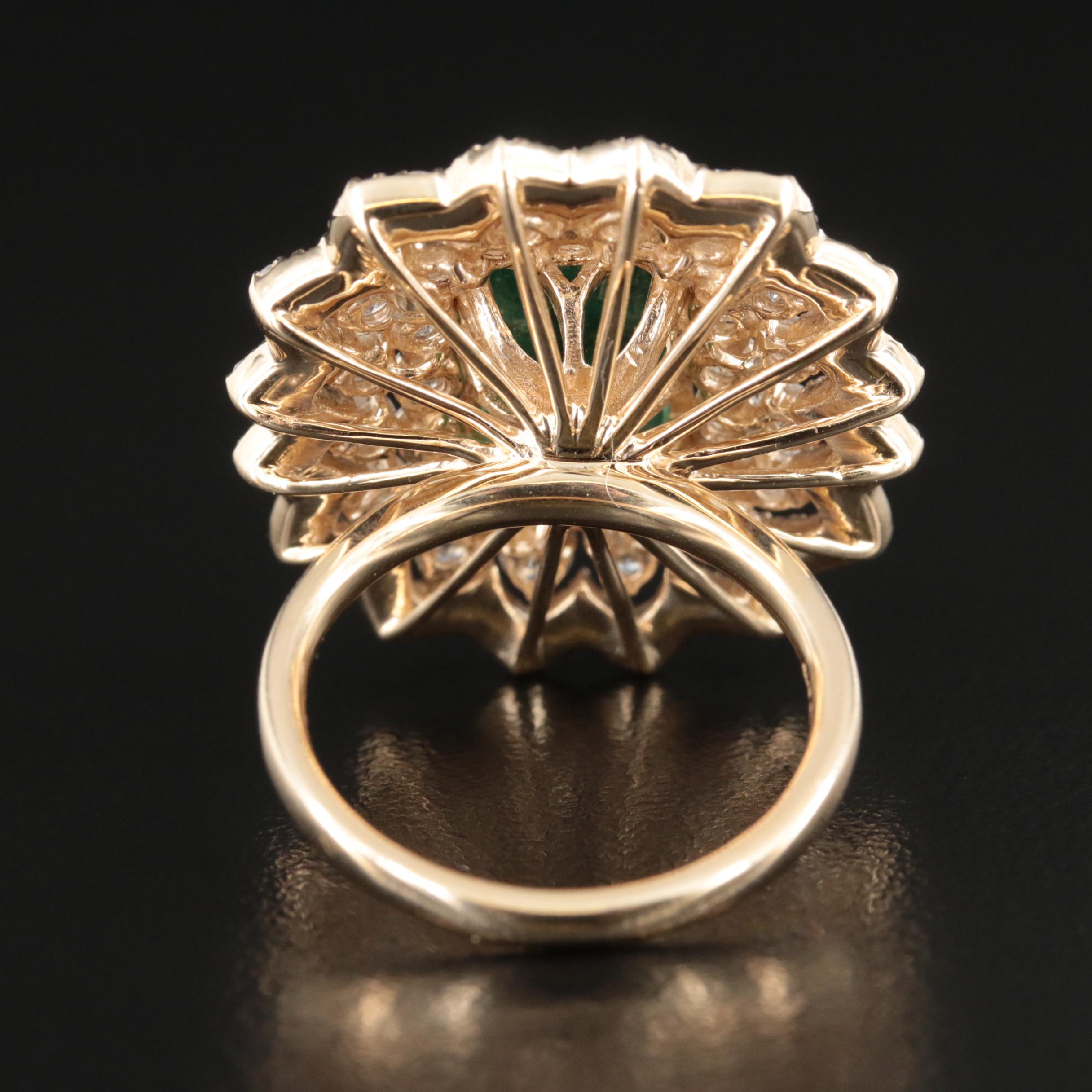 14K 3.48 CT Emerald and 2.97 CTW Diamond Ring