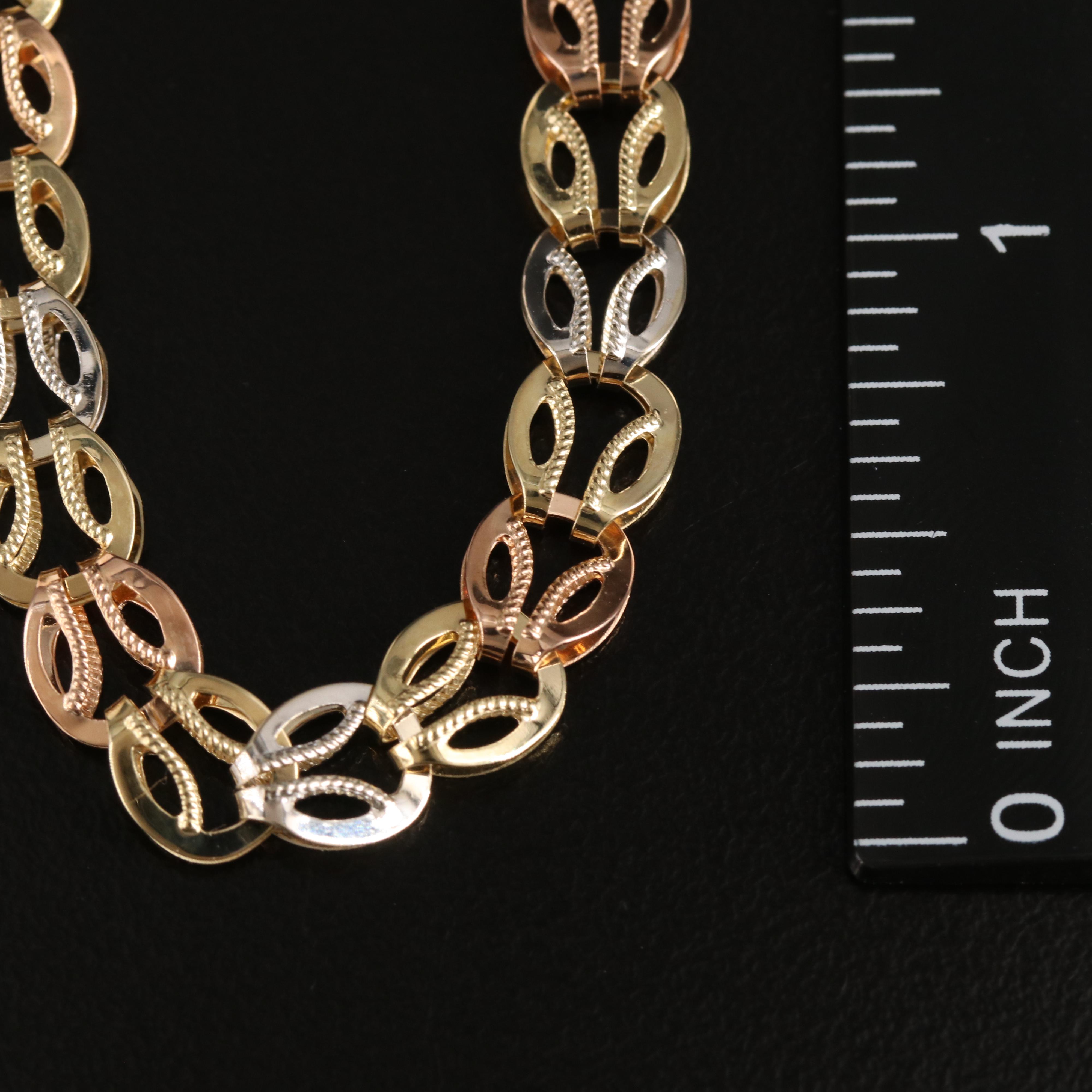 10K Tri-Color Gold Link Bracelet