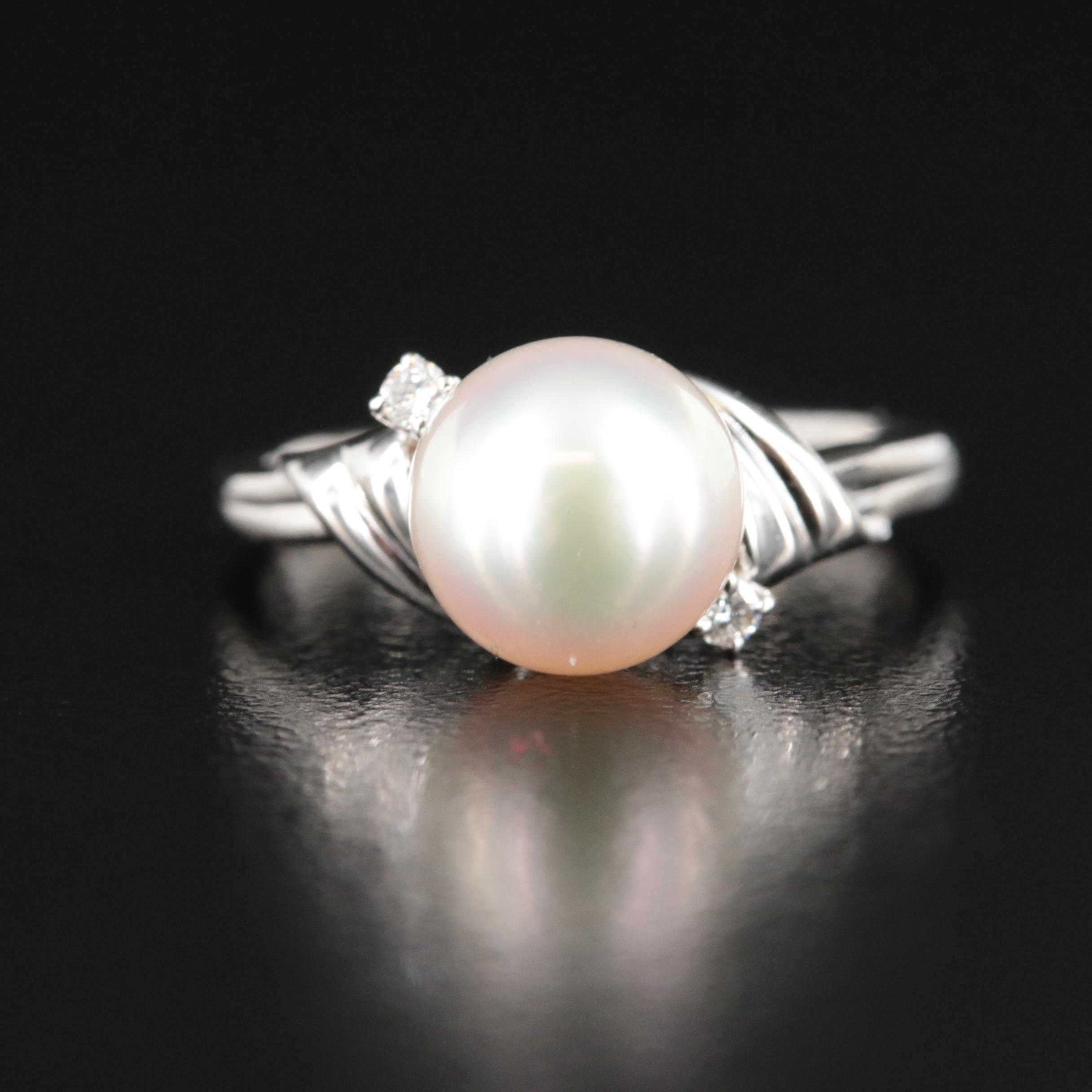 Mikimoto Platinum and Diamond Ring