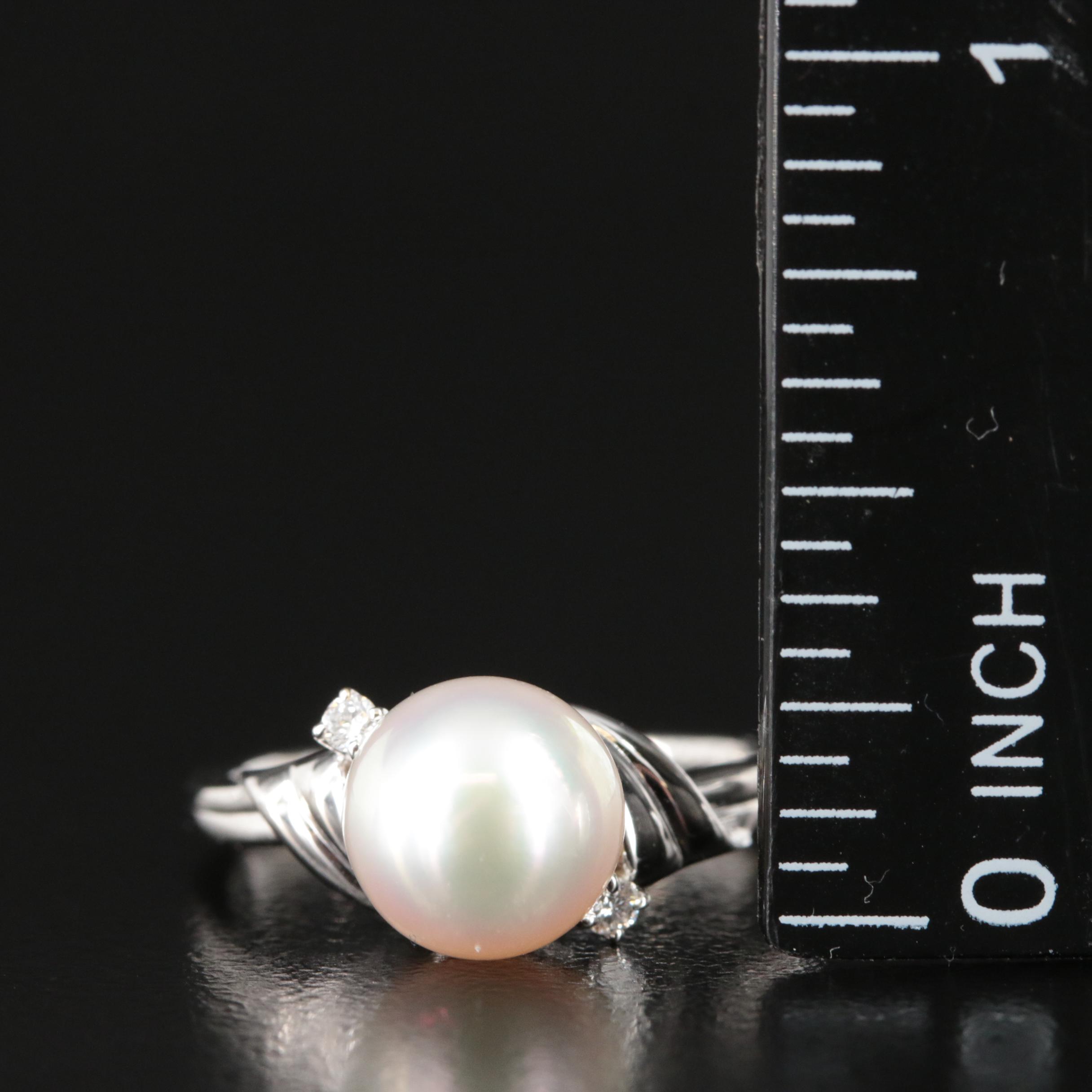 Mikimoto Platinum and Diamond Ring