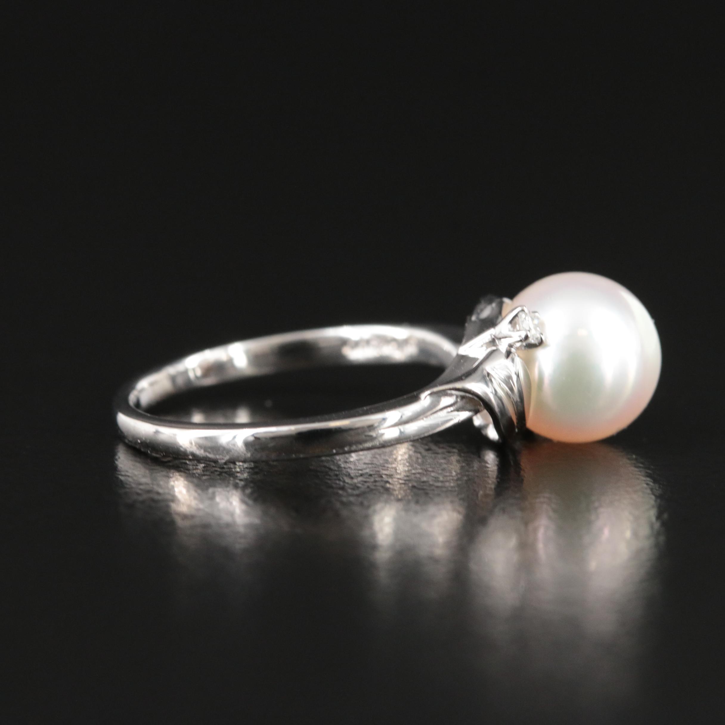 Mikimoto Platinum and Diamond Ring
