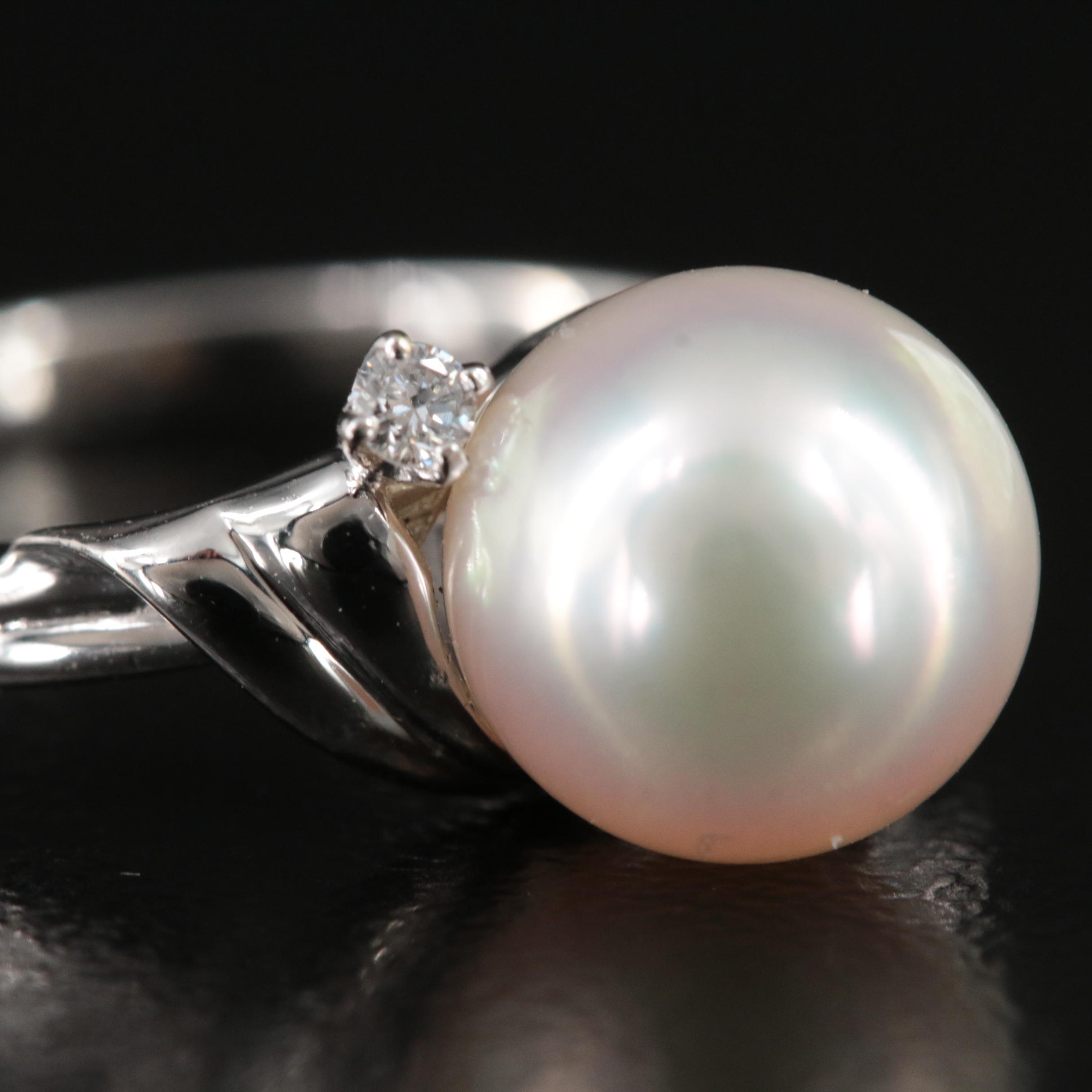 Mikimoto Platinum and Diamond Ring