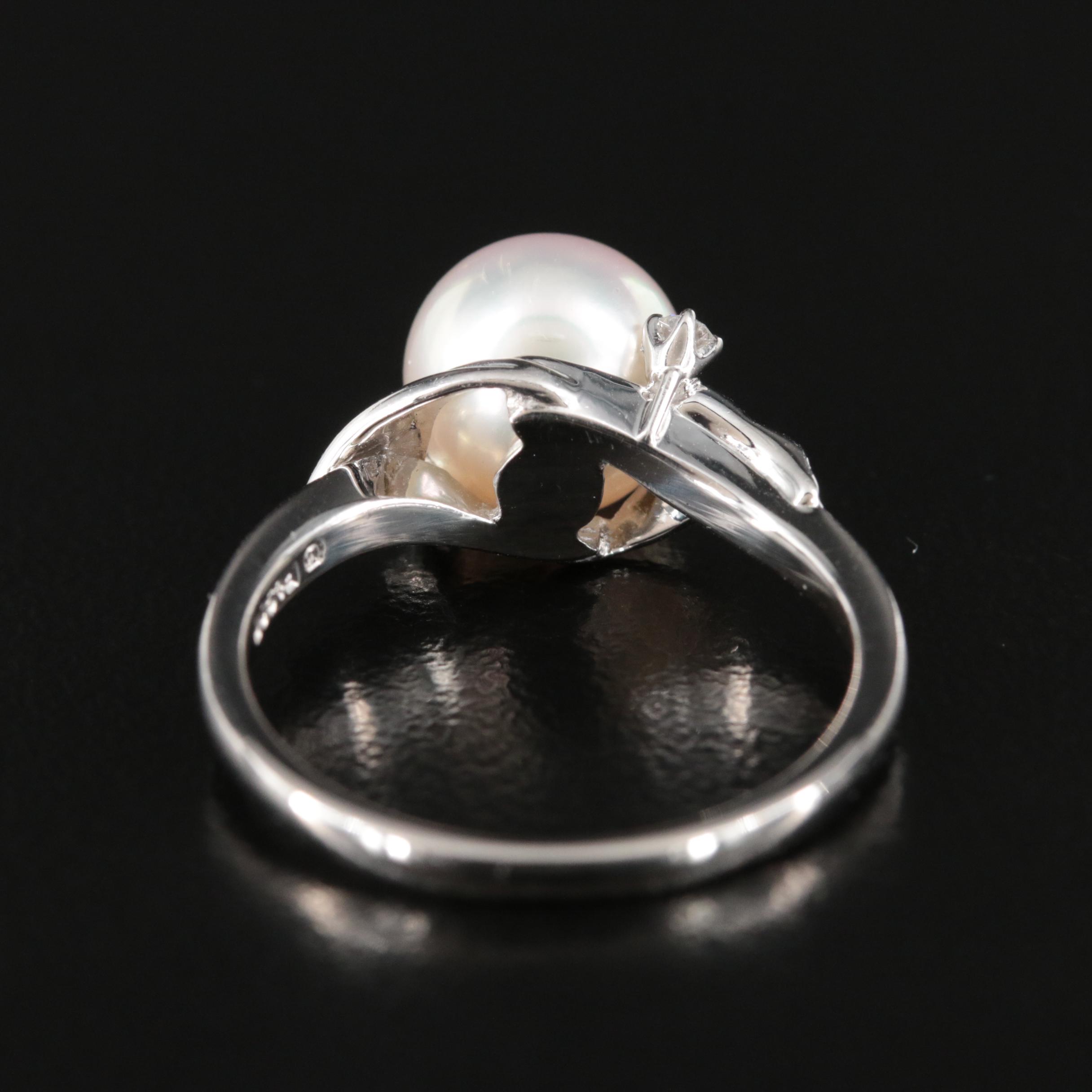 Mikimoto Platinum and Diamond Ring