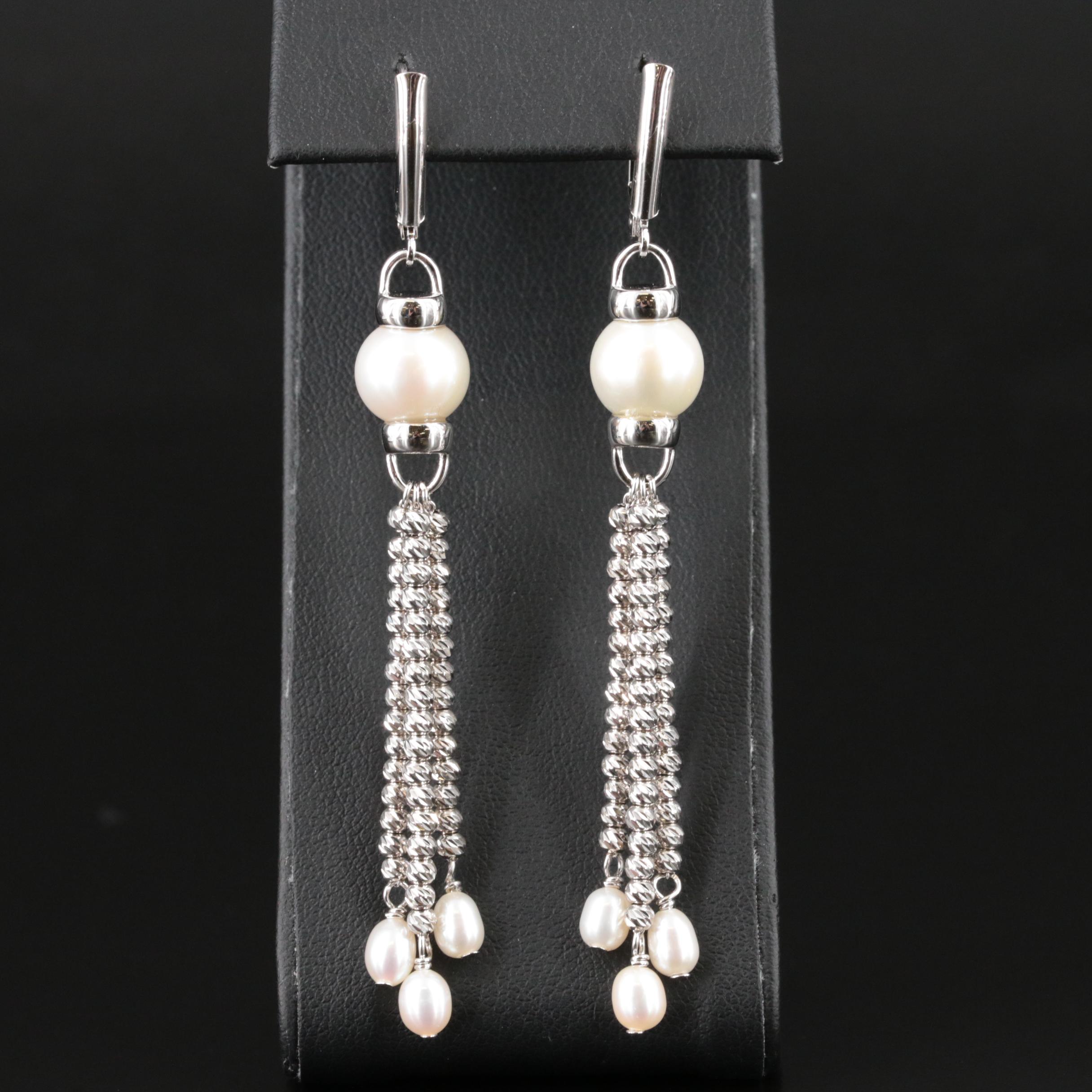 Sterling Pearl Tassel Earrings