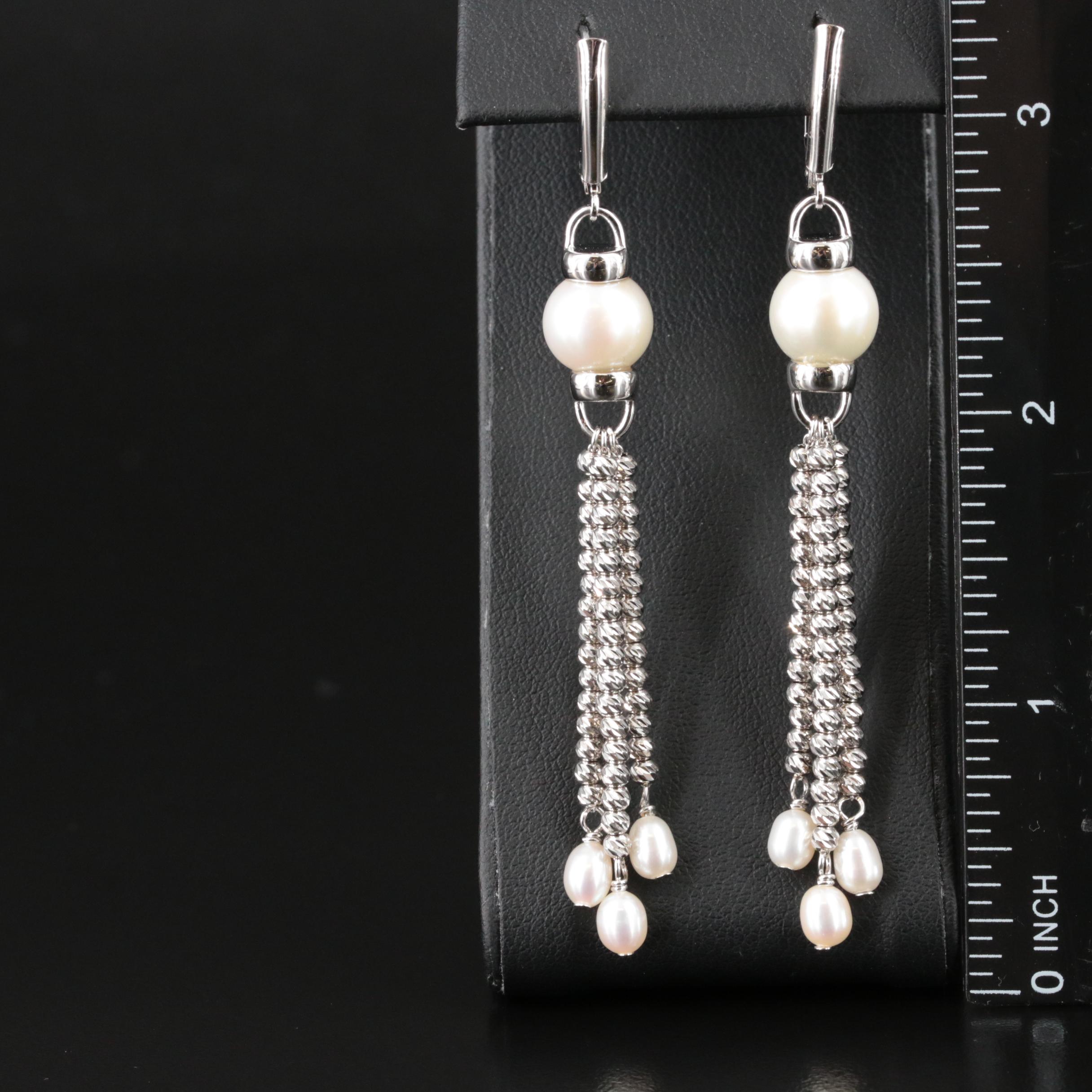 Sterling Pearl Tassel Earrings