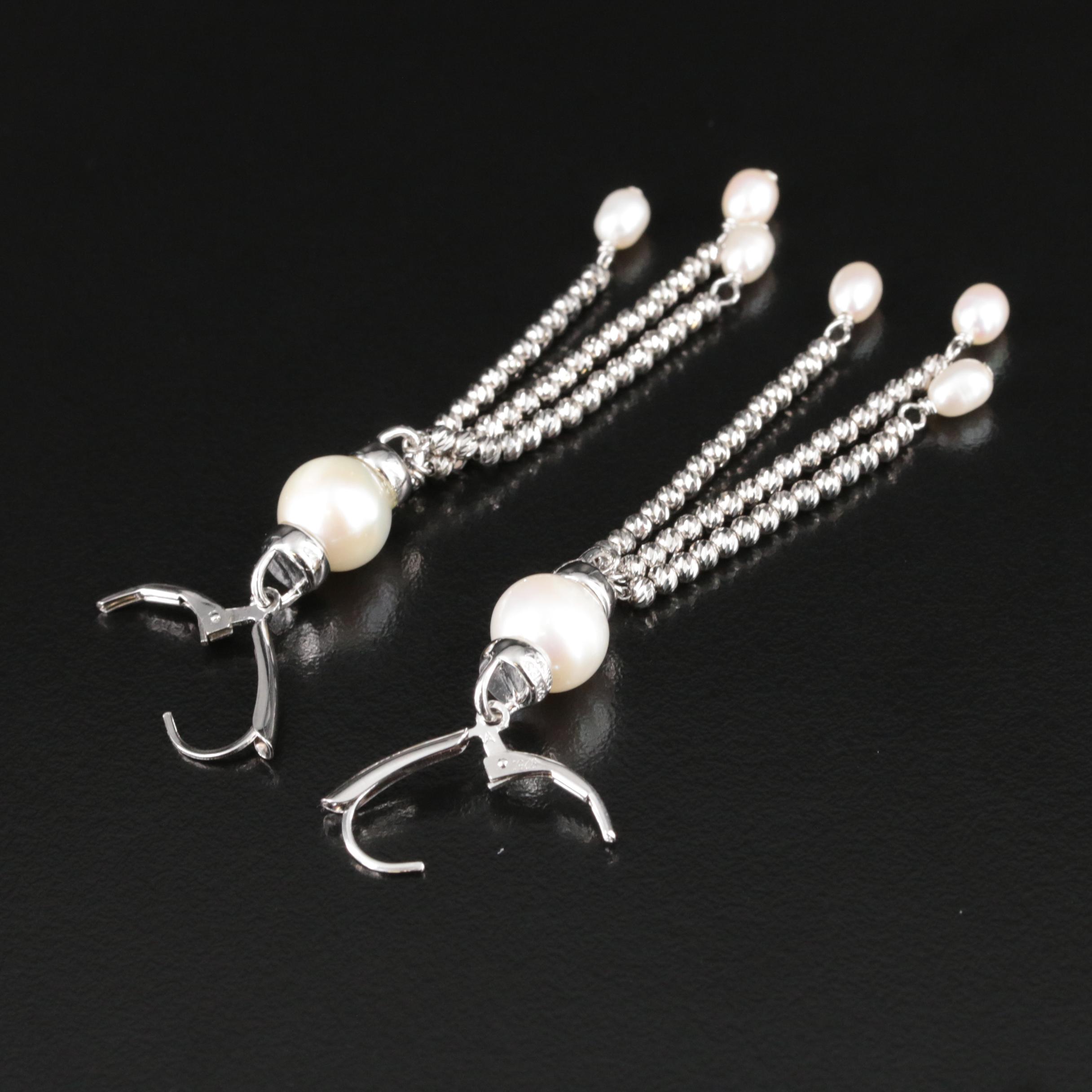 Sterling Pearl Tassel Earrings