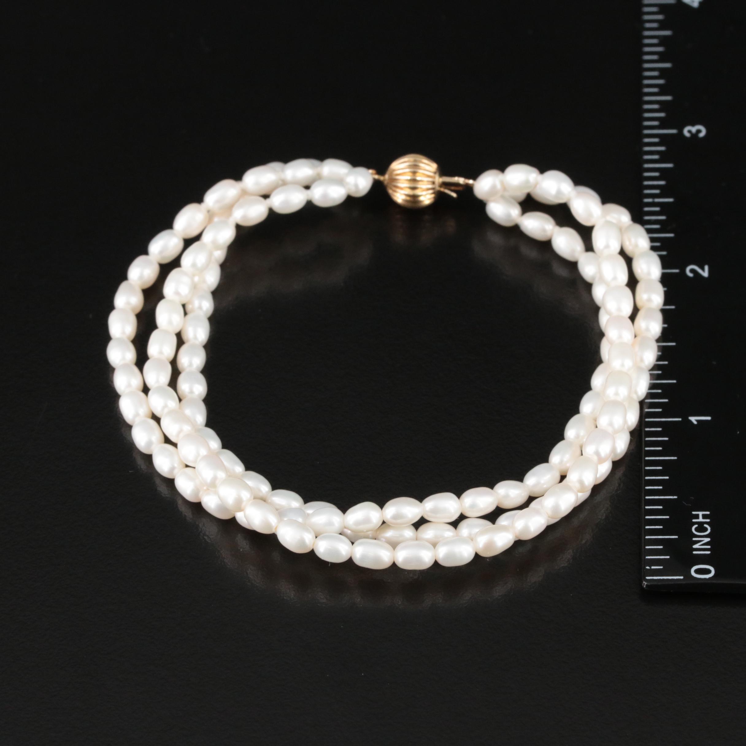 Pearl Triple Strand Bracelet with 14K Clasp