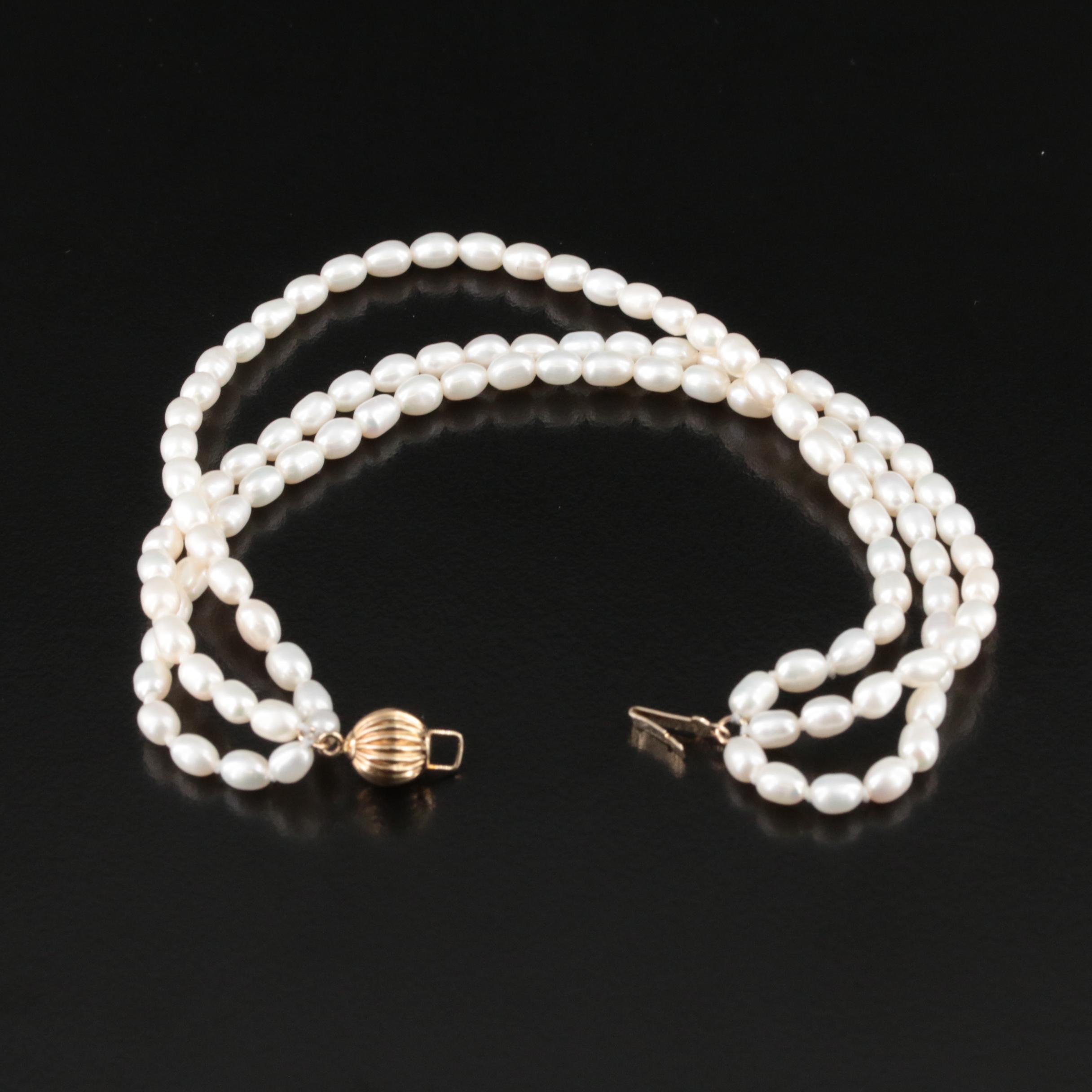 Pearl Triple Strand Bracelet with 14K Clasp