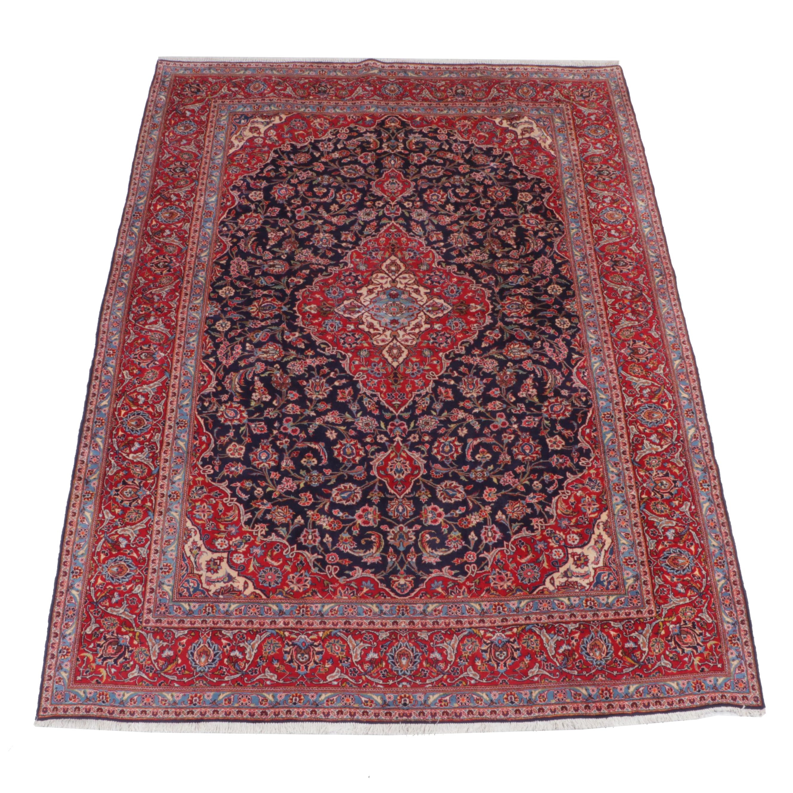 9'9 x 13'3 Hand-Knotted Persian Kashan Room Sized Rug