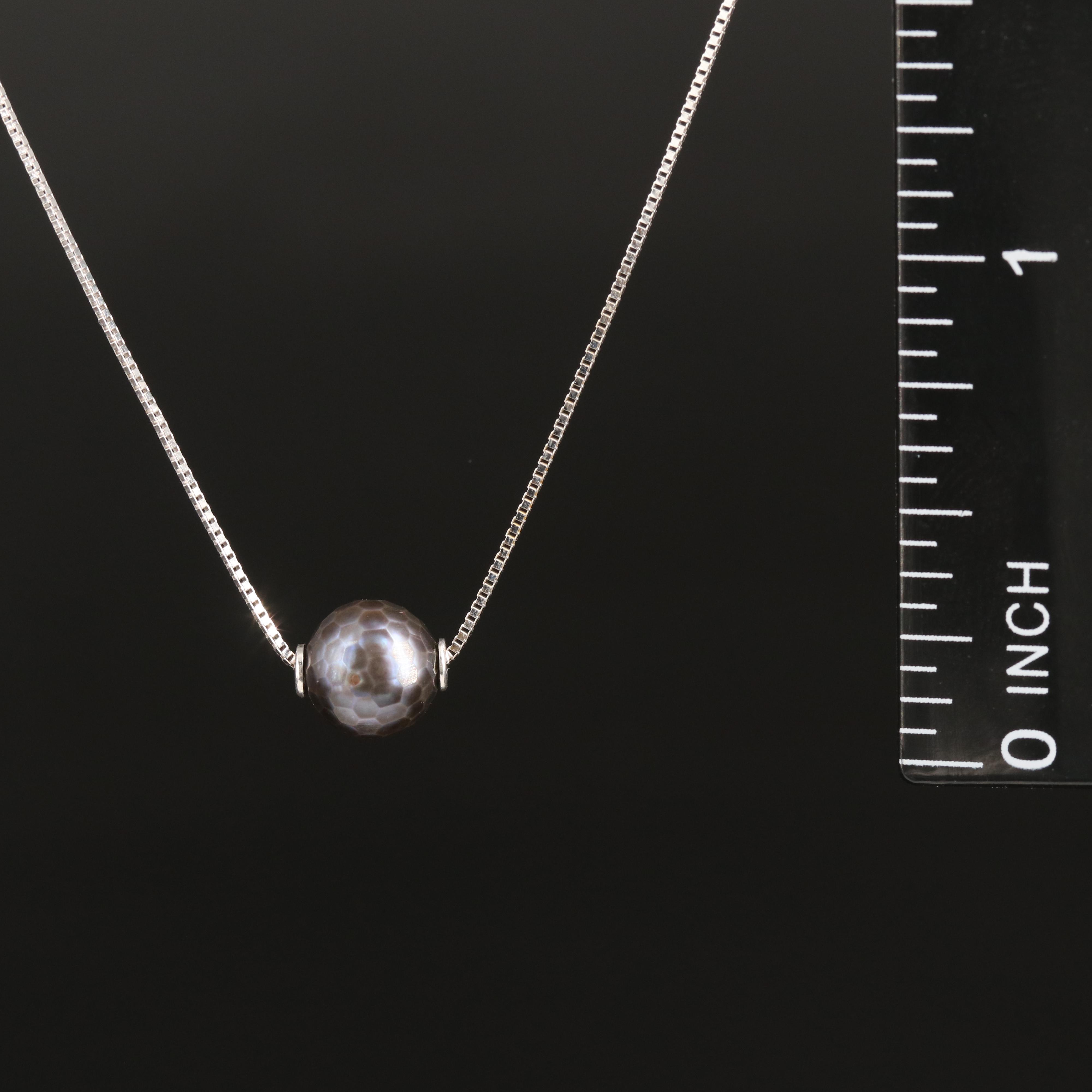 14K Faceted Pearl Solitaire Necklace