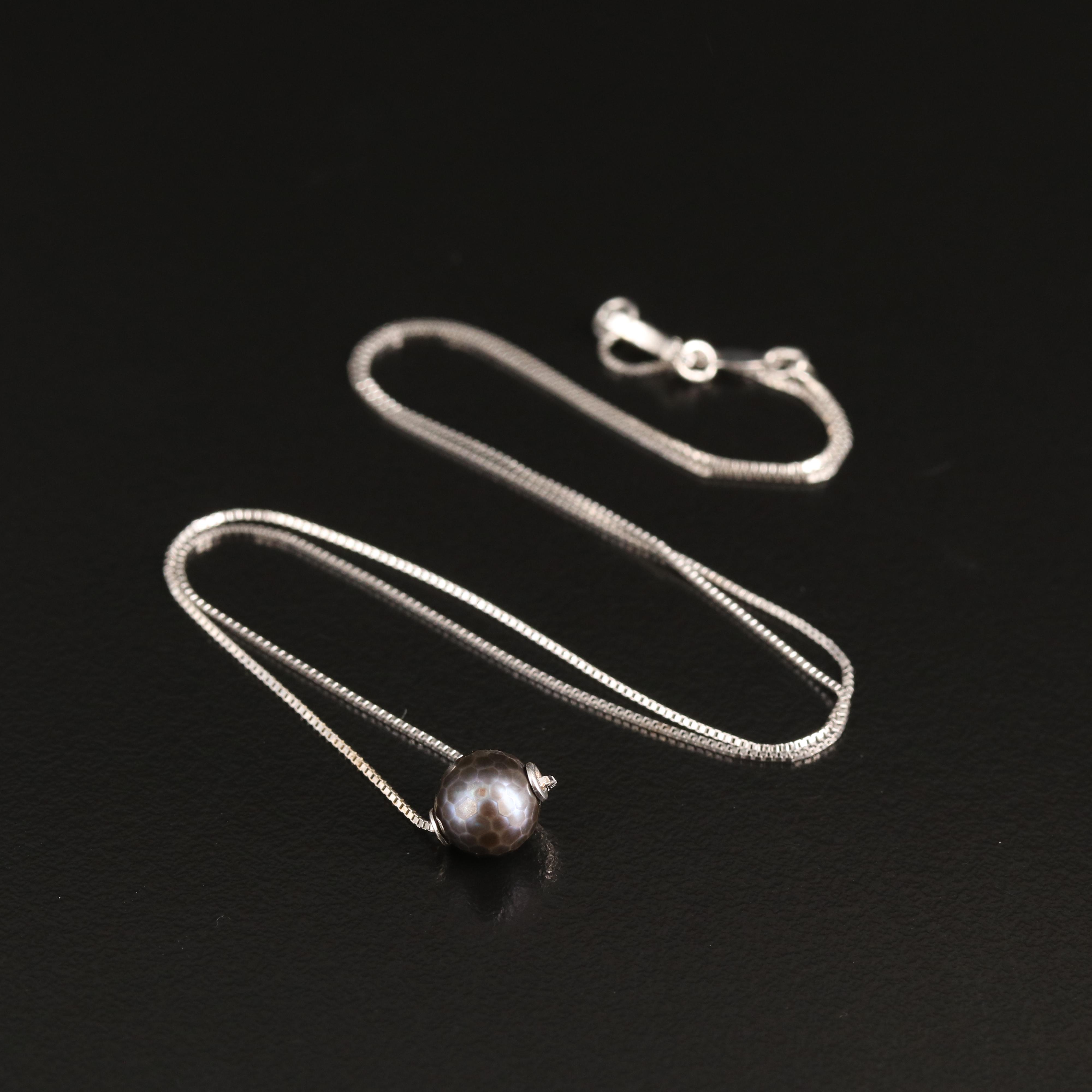 14K Faceted Pearl Solitaire Necklace